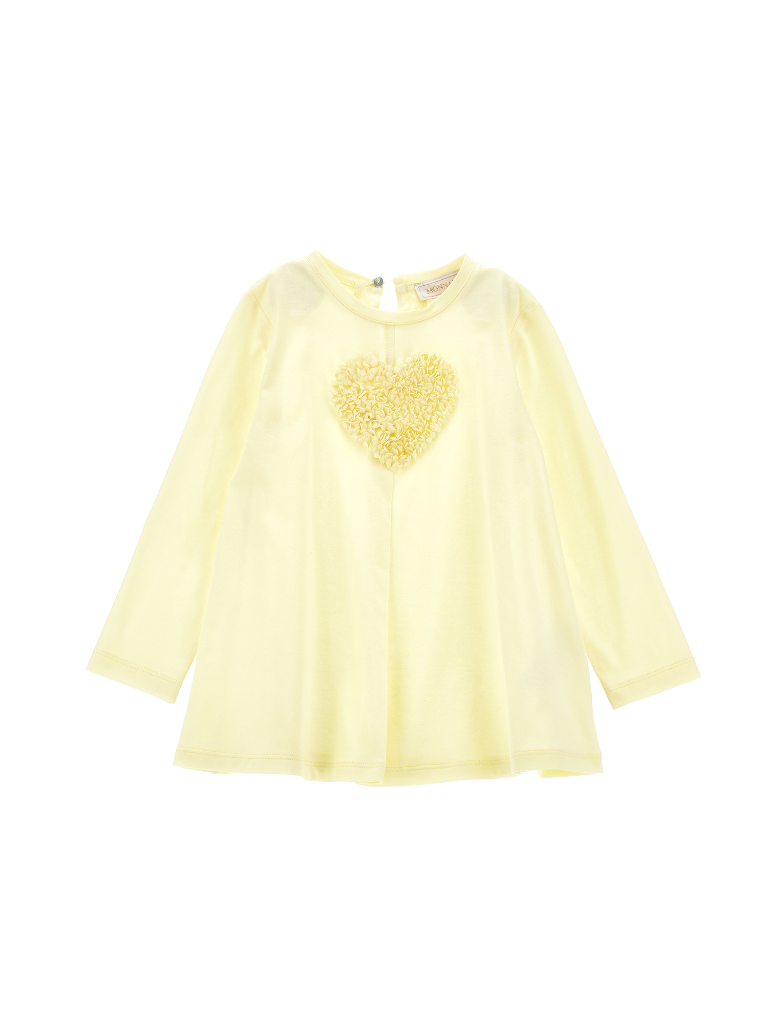 Monnalisa Kids'   Maxi T-shirt With Ruched Heart In Light Yellow