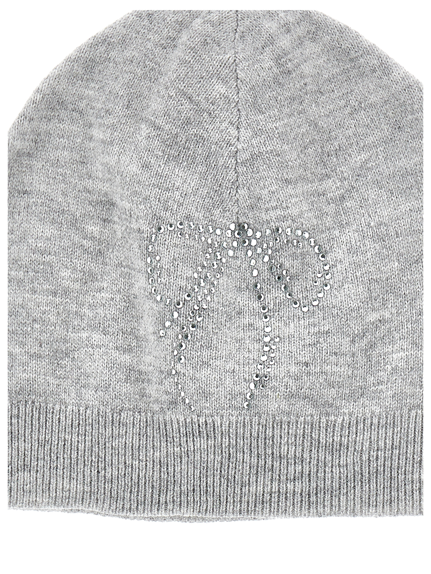 Monnalisa Knitted Hat With Rhinestones In Grey