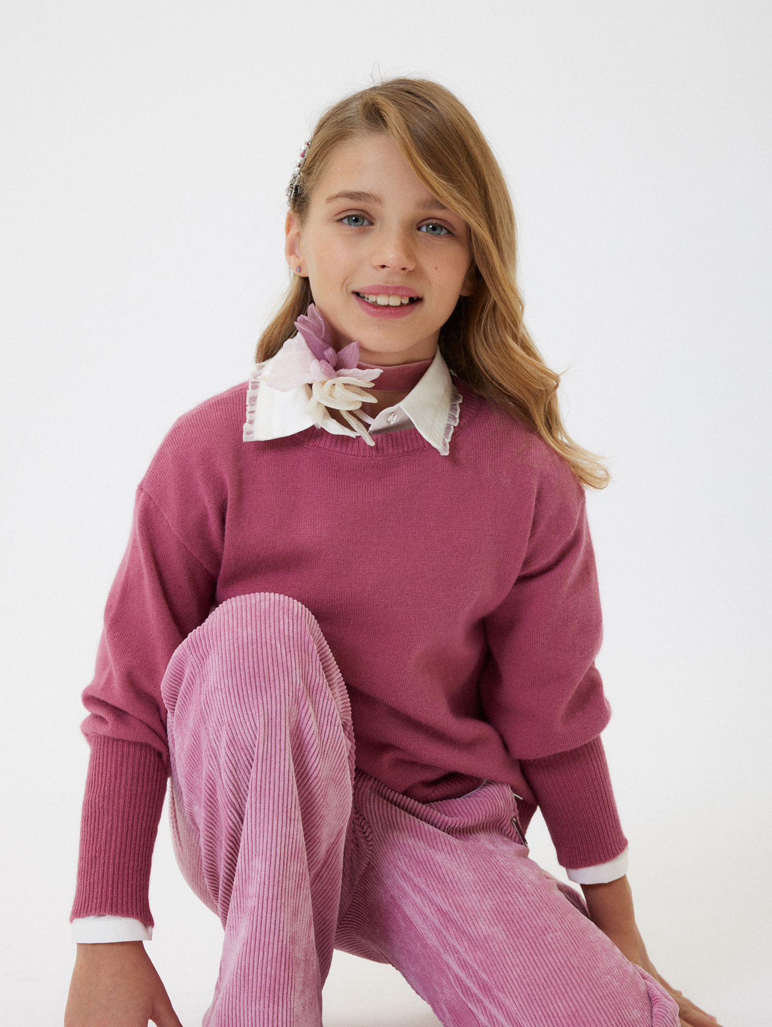 Monnalisa Velvet Choker Necklace In Blush Pink