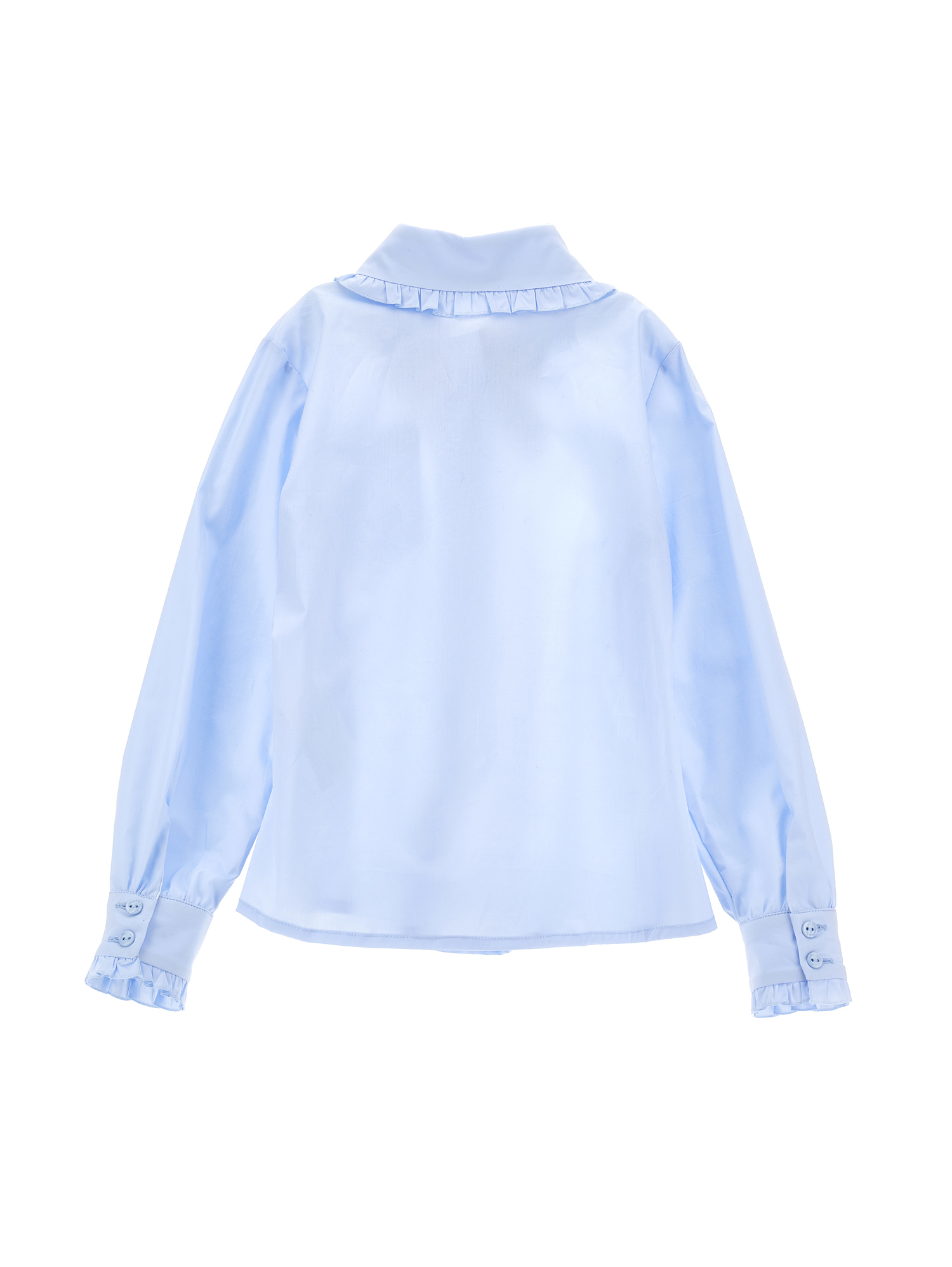 Monnalisa Stretch Shirt With Bow In Light Blue + Blue