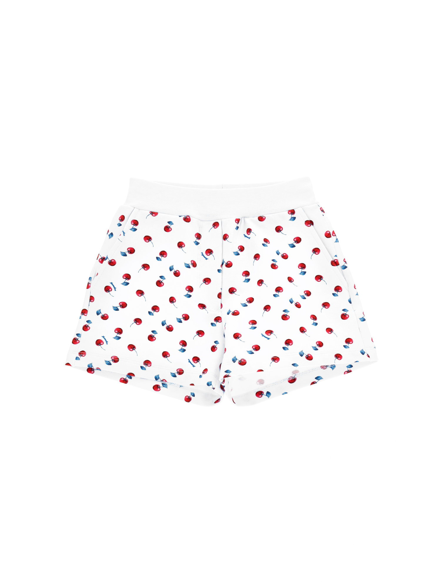Monnalisa Cherry Print Cotton Shorts In White