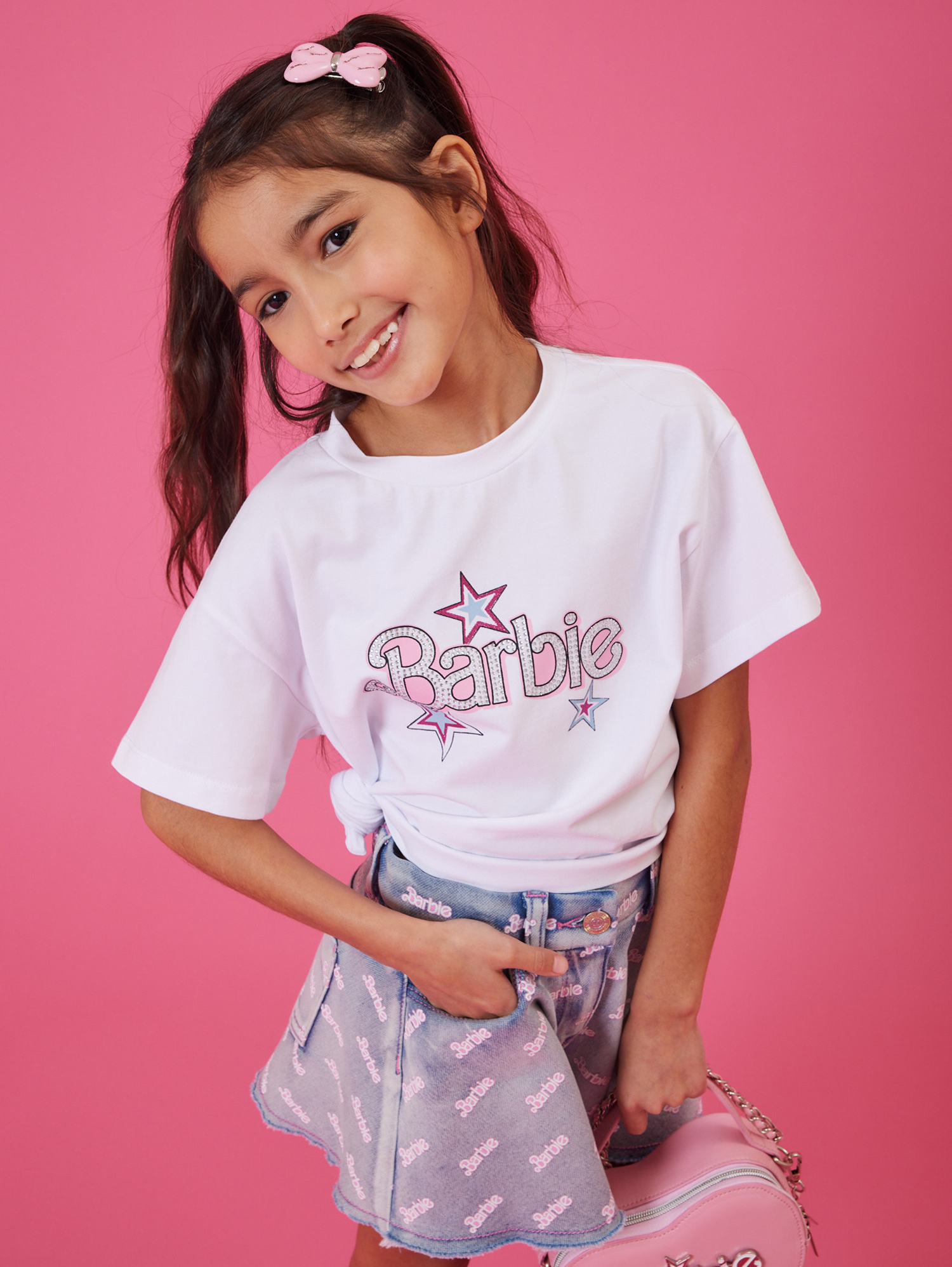 Shop Monnalisa Barbie Logo Print T-shirt In White