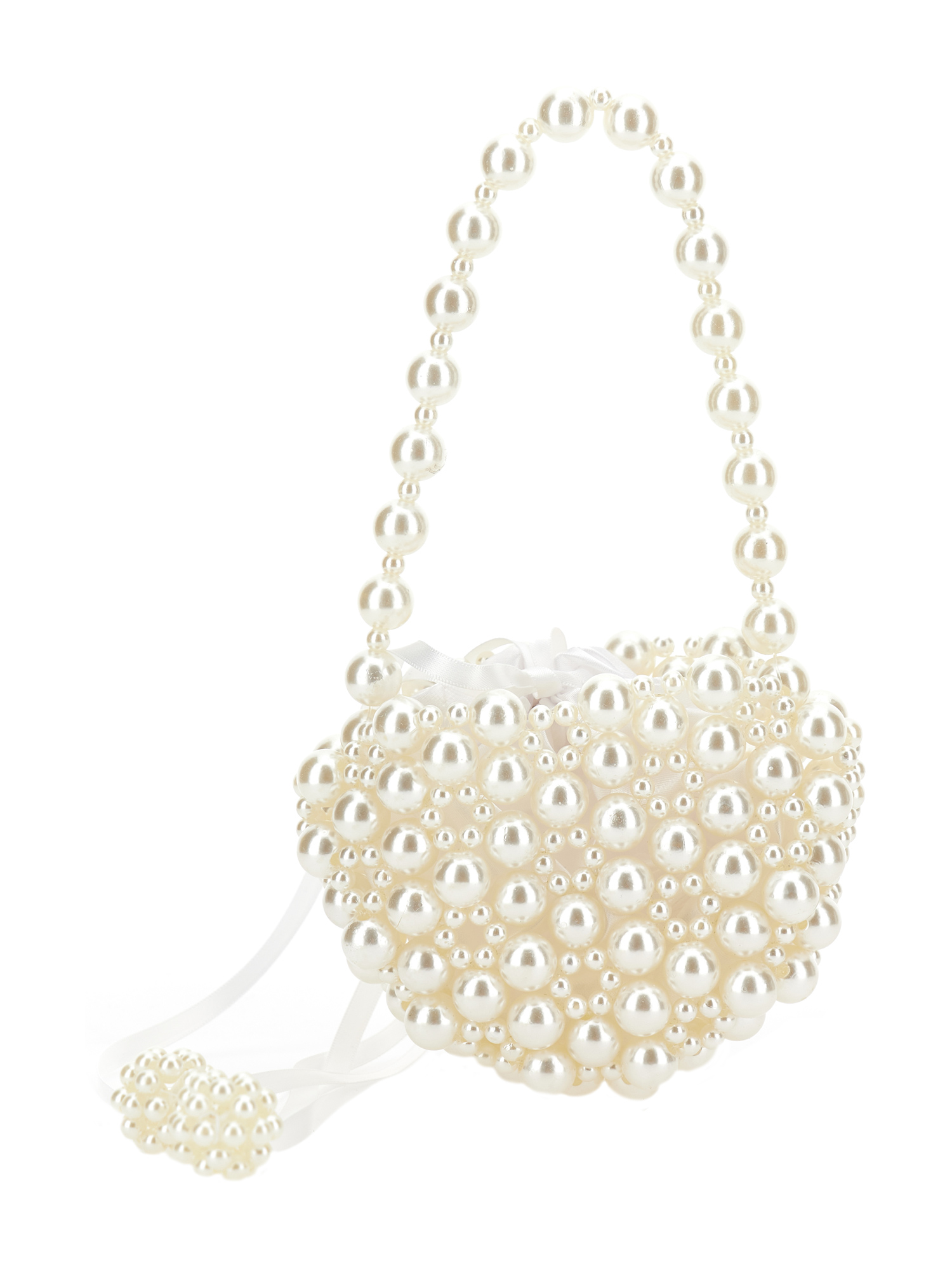 Monnalisa Handbag With Pearls In Cream