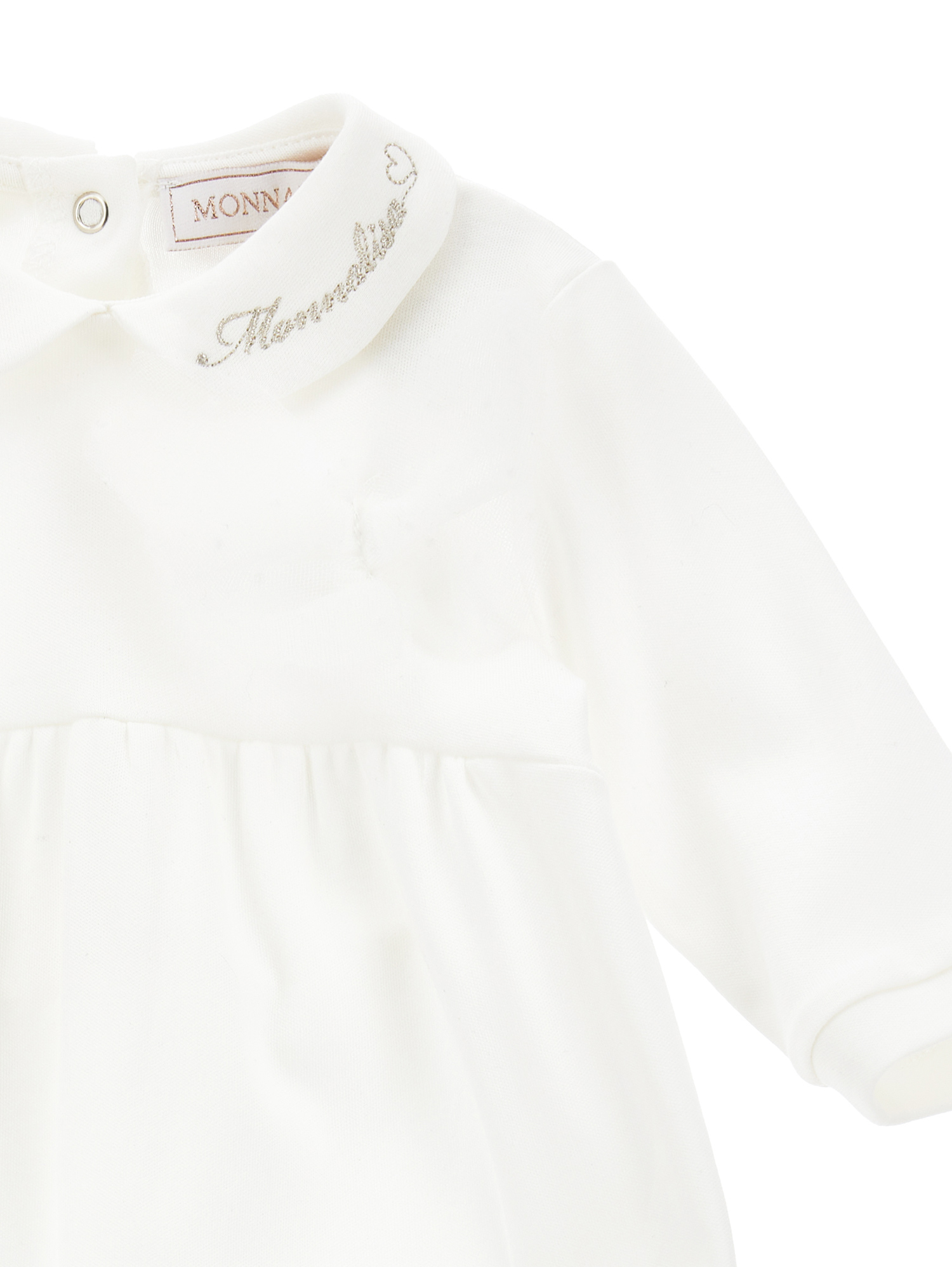 Monnalisa Playsuit With Tulle Details In Cream
