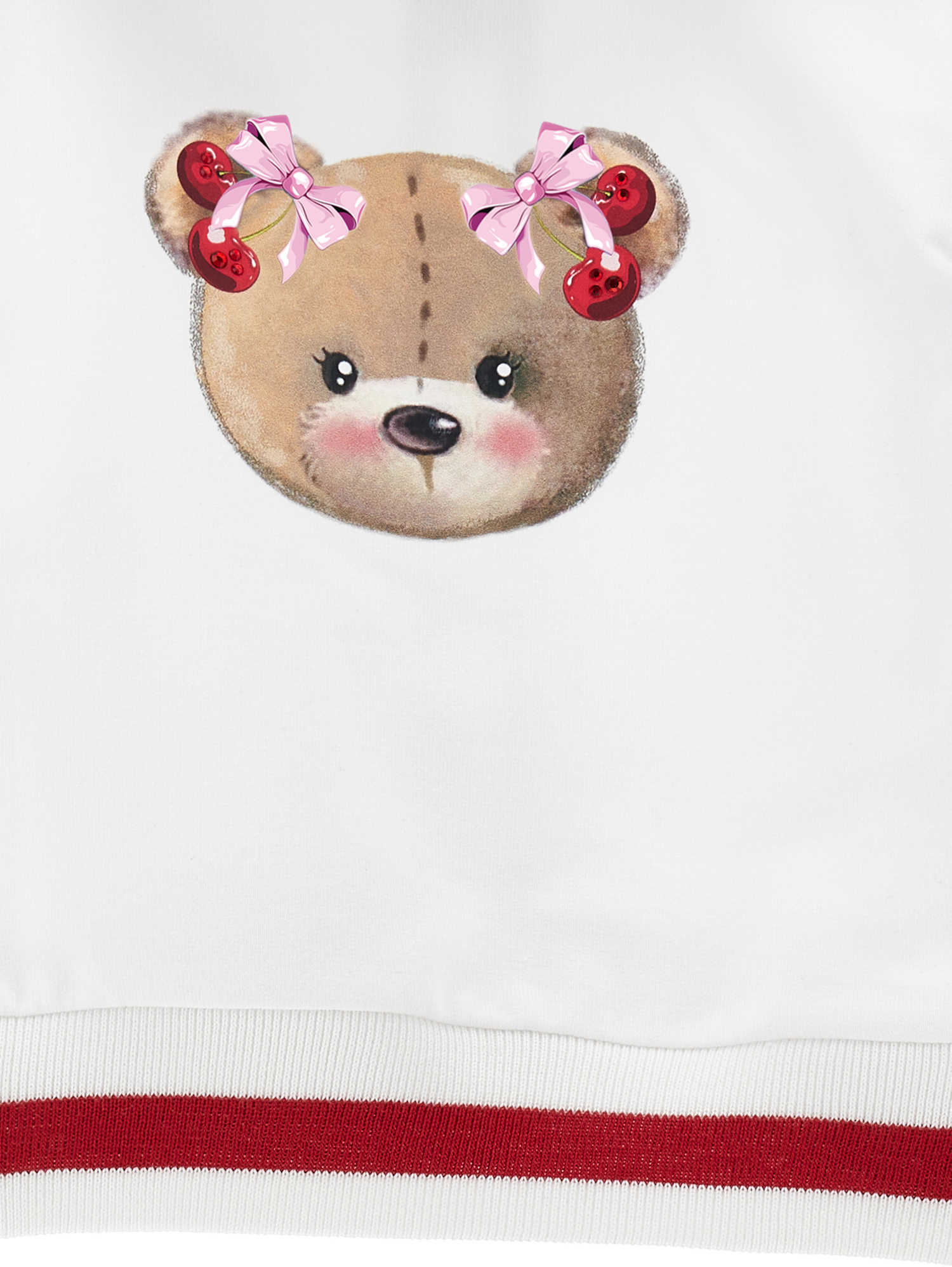 Monnalisa Cotton Fleece Hoodie In White + Rosa Fairytale
