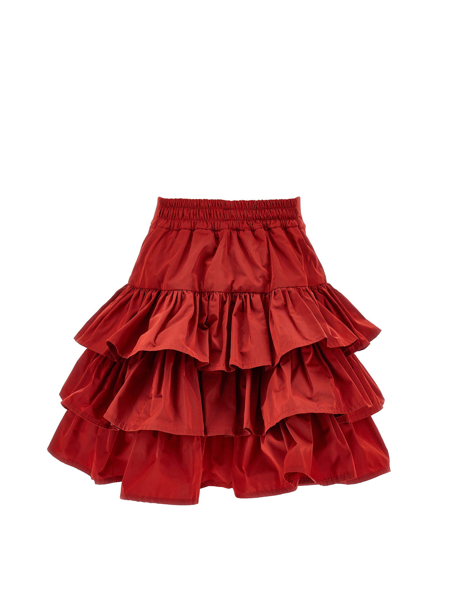Monnalisa Taffeta Flounced Skirt In Red