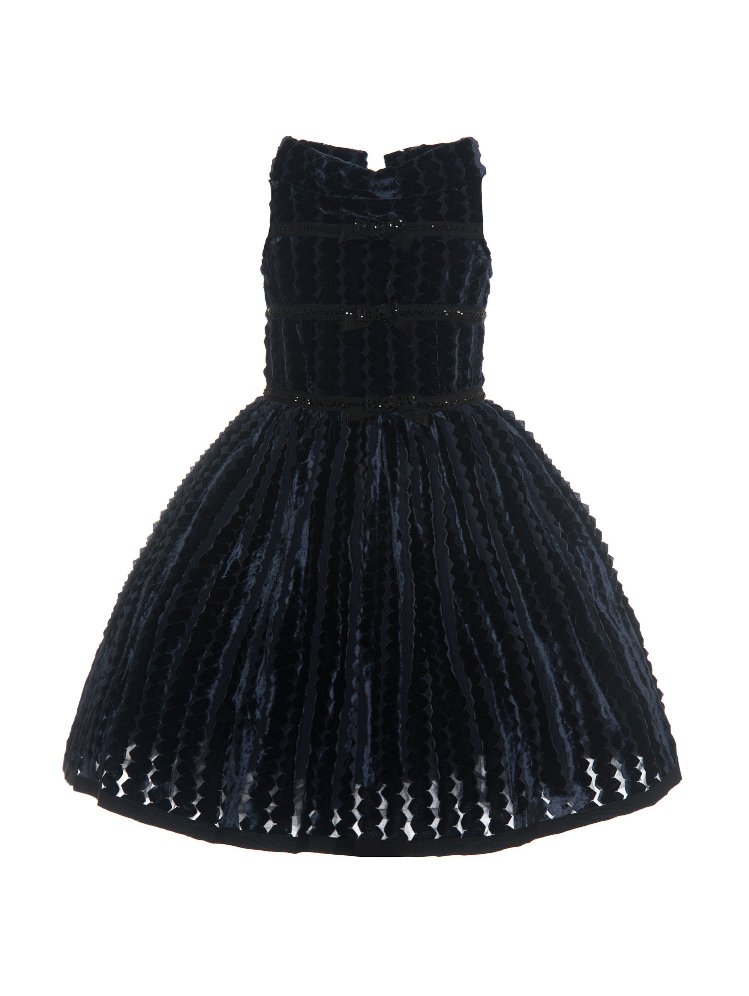 Monnalisa Kids'   Velvet And Rhinestones Dress In Navy Blue