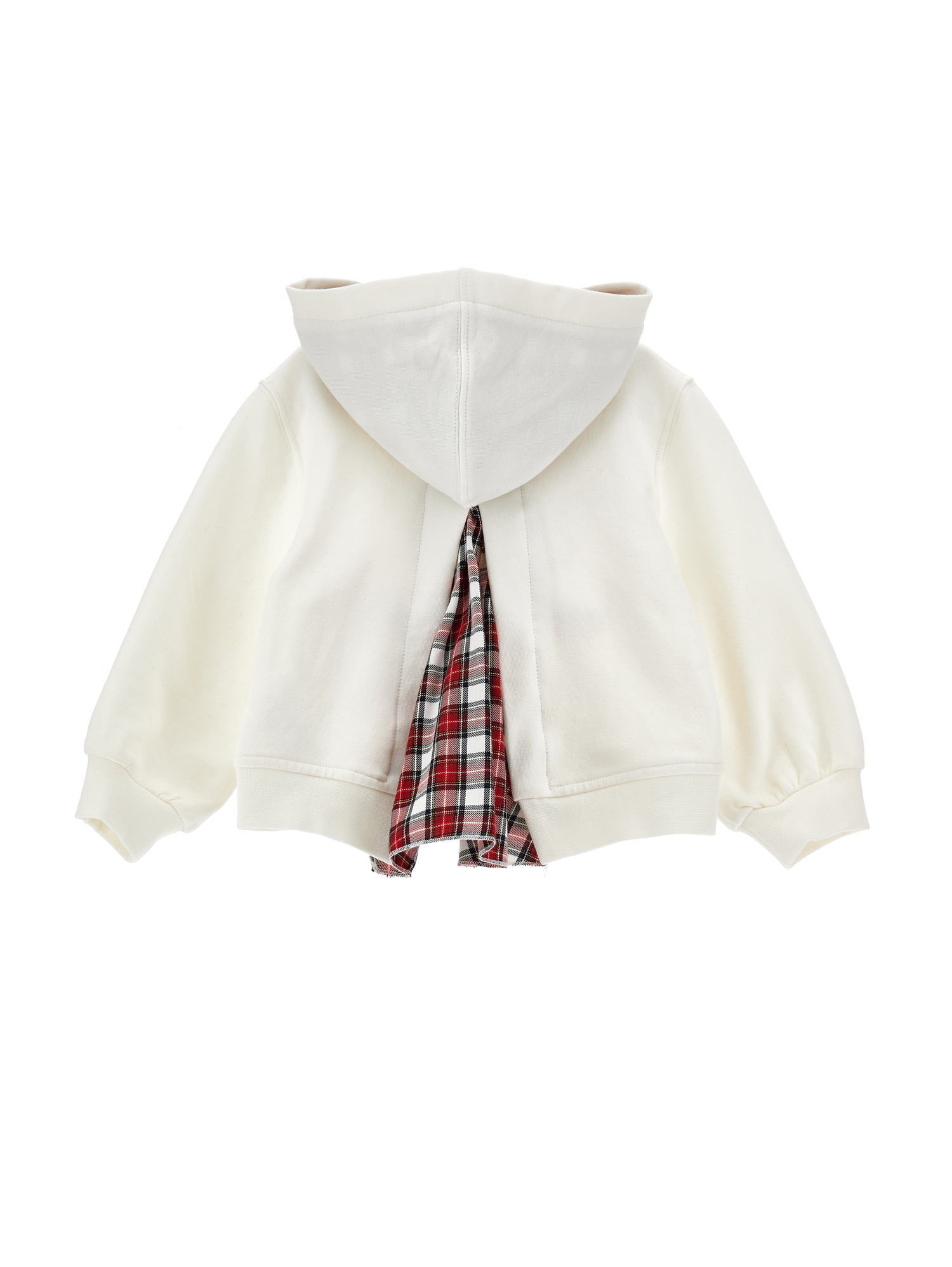 Monnalisa Heart Zip-up Sweatshirt In Cream