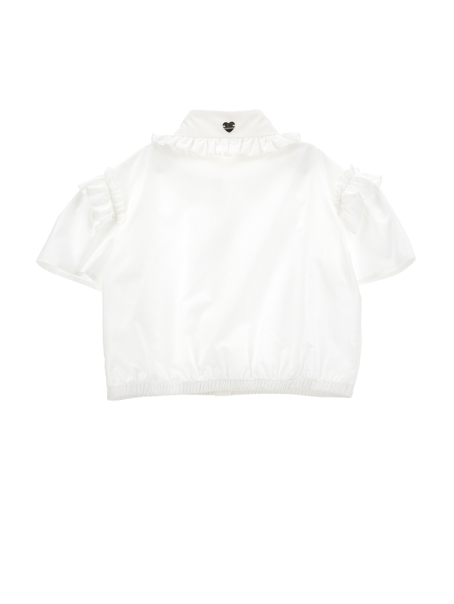 Shop Monnalisa Cotton Shirt With Gathering In Cream