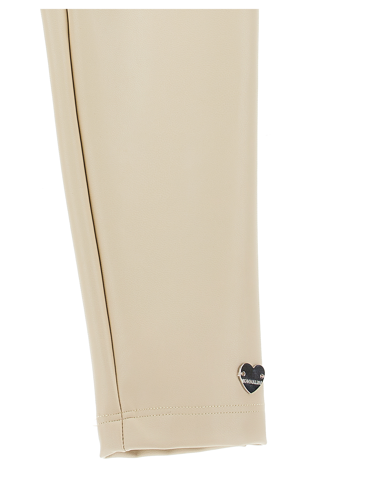 Monnalisa Coated Fabric Stretch Leggings In Ecru