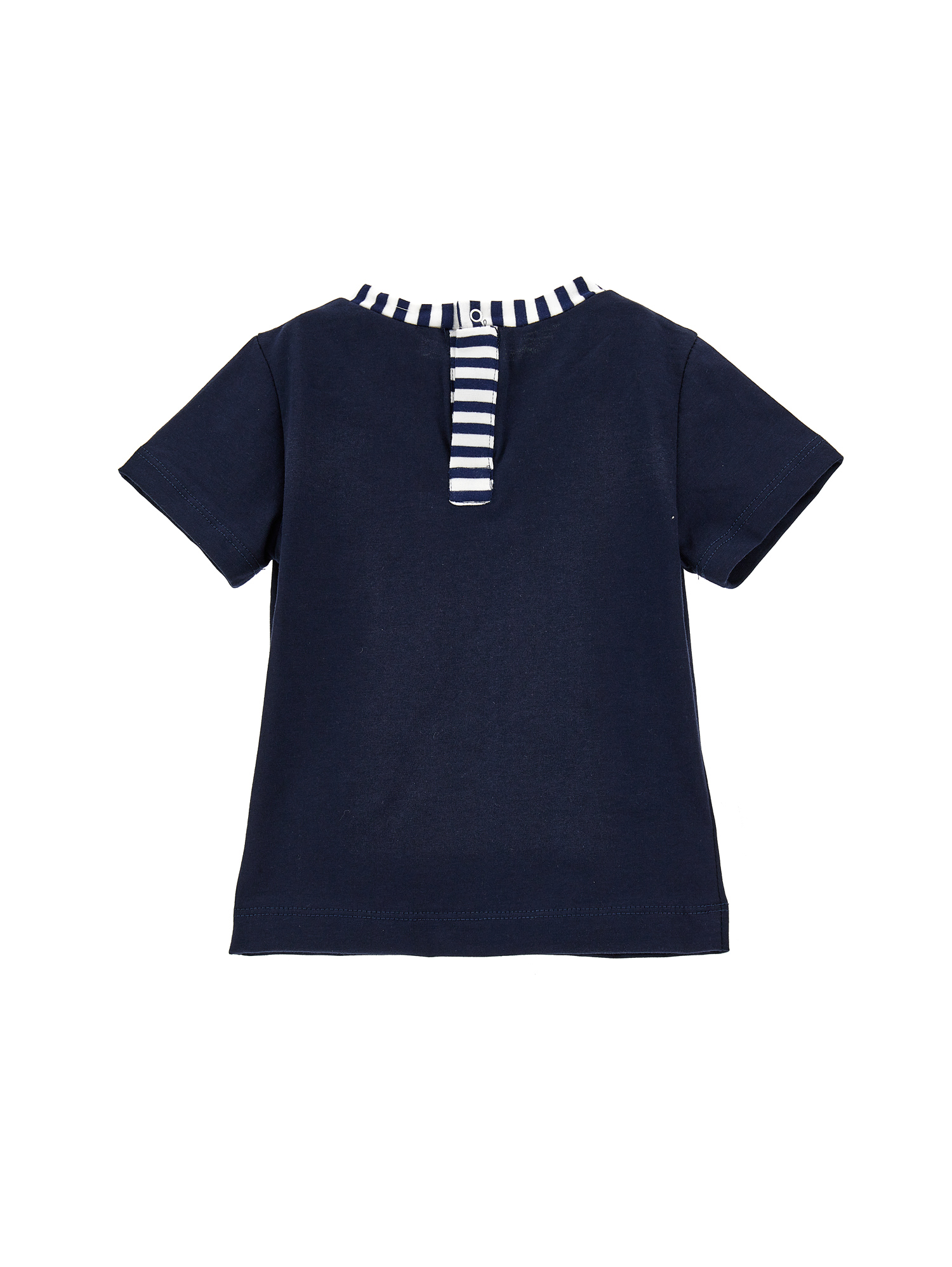 Shop Monnalisa Mickey T-shirt With Striped Pocket In Dark Blue