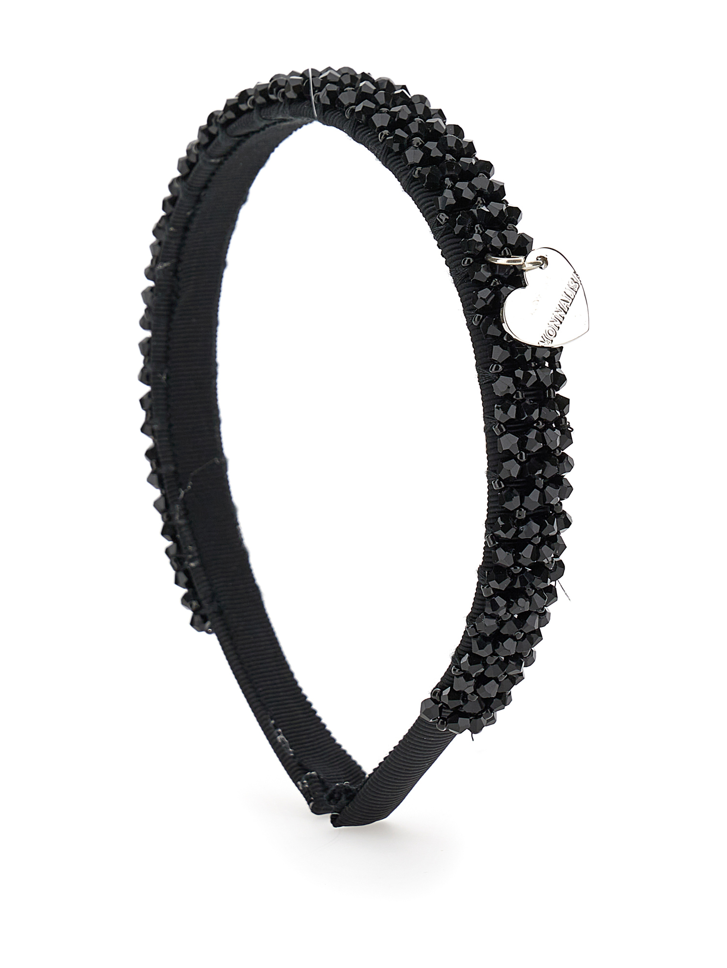 Shop Monnalisa Hairband With Beads In Black