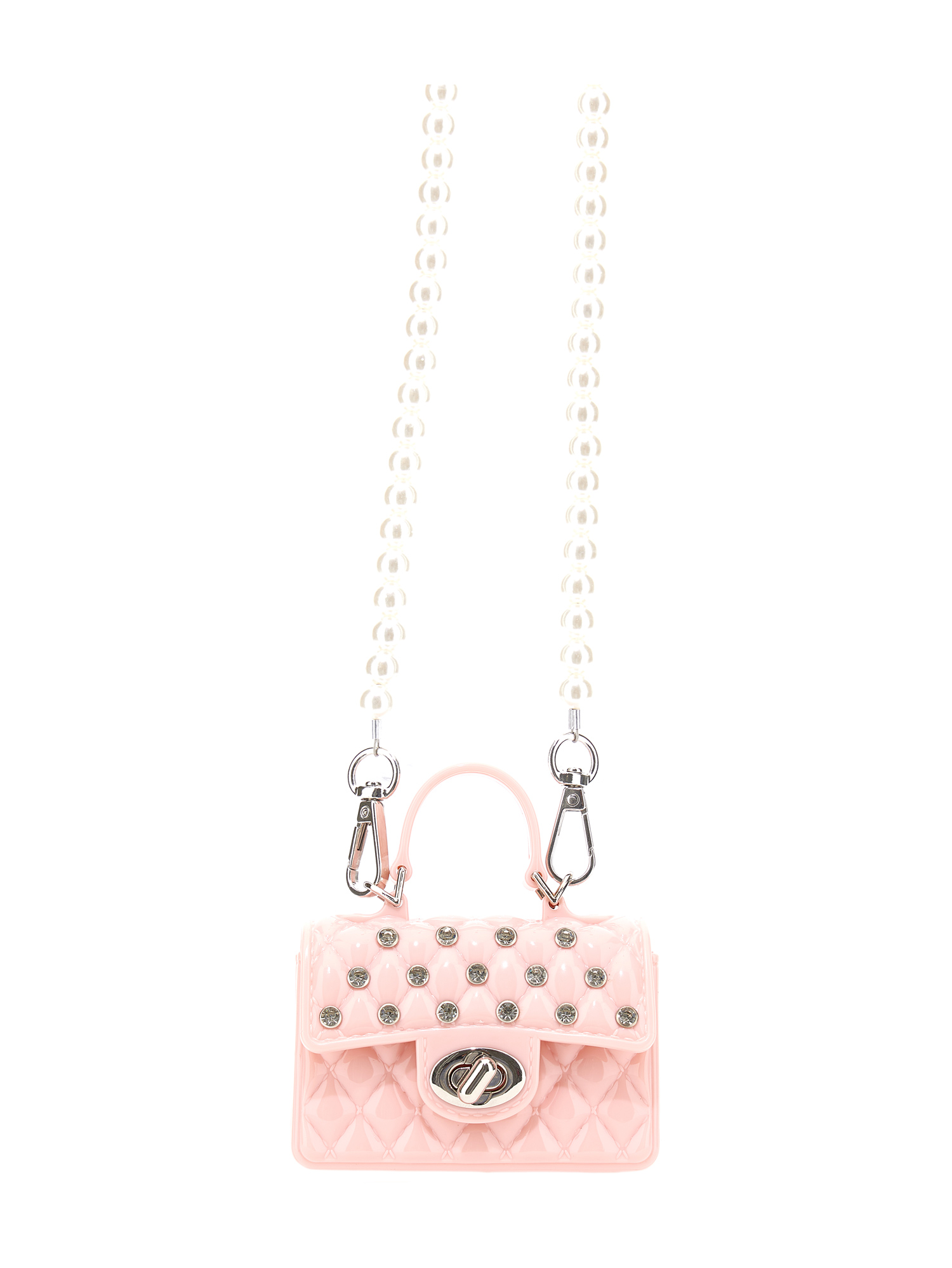 Monnalisa Pvc Bag With Pearls In Light Pink