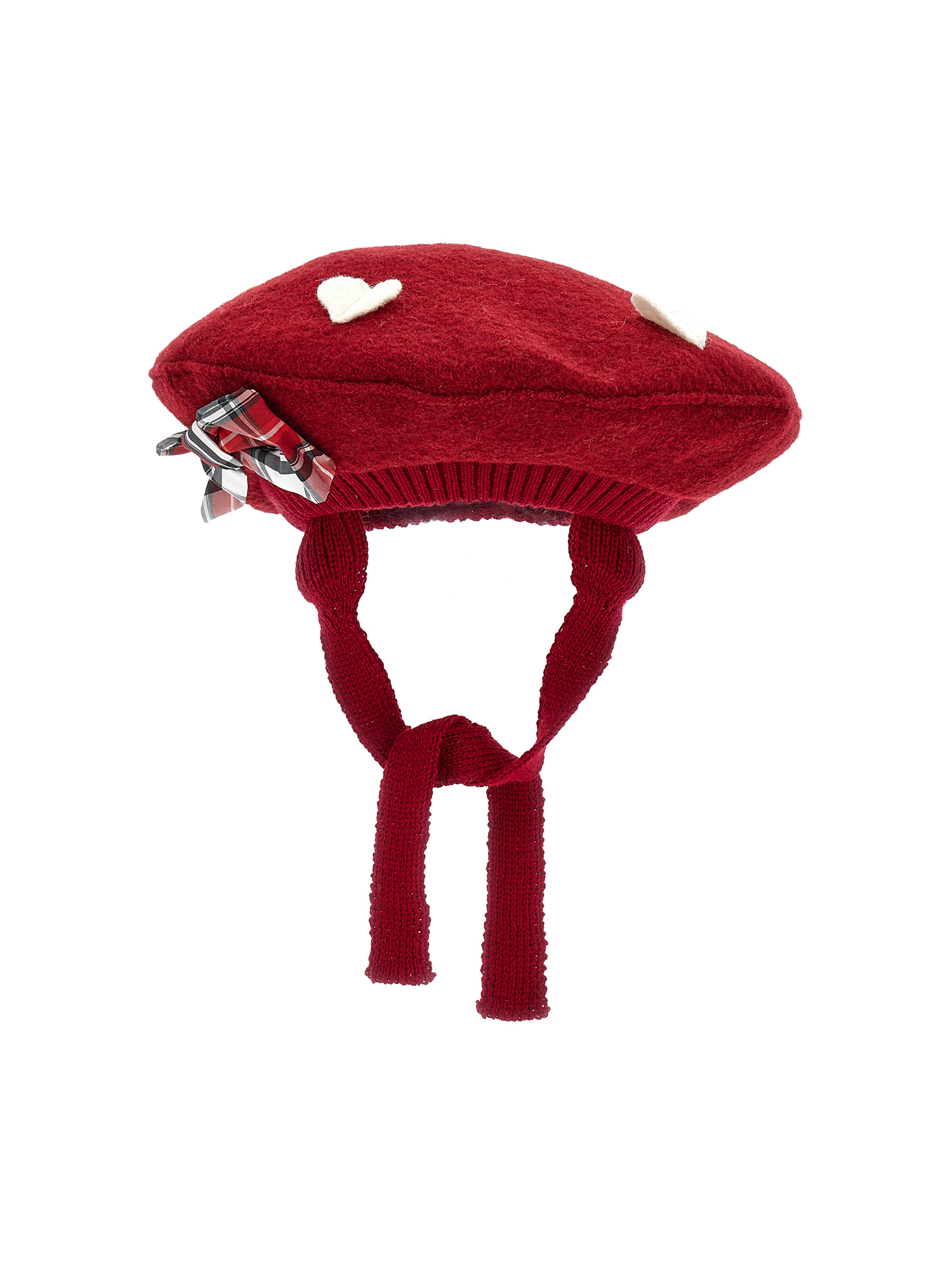 Monnalisa Boiled Wool Beret In Ruby Red