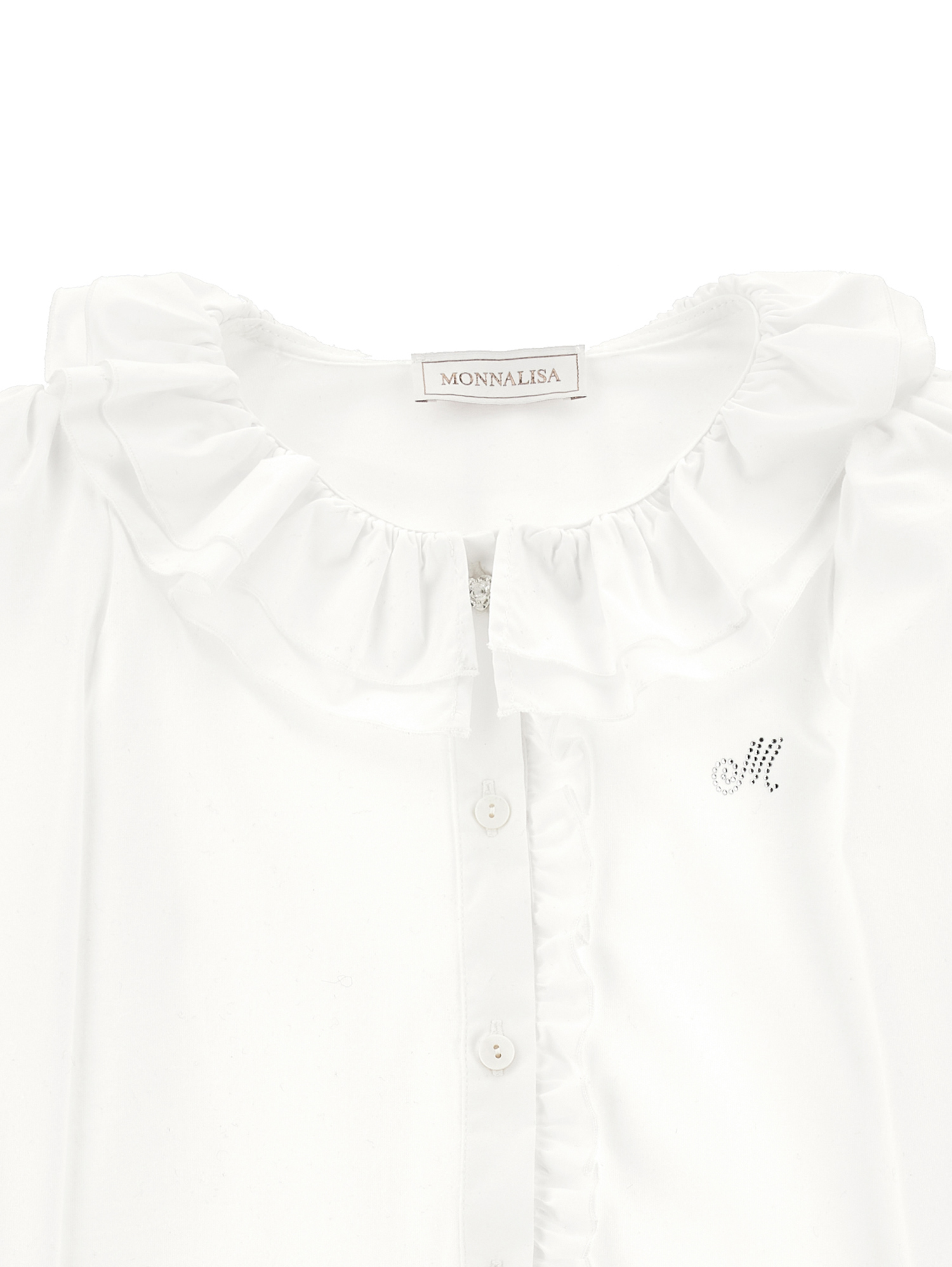 Monnalisa Organic Cotton Shirt With Elegant Collar In Cream