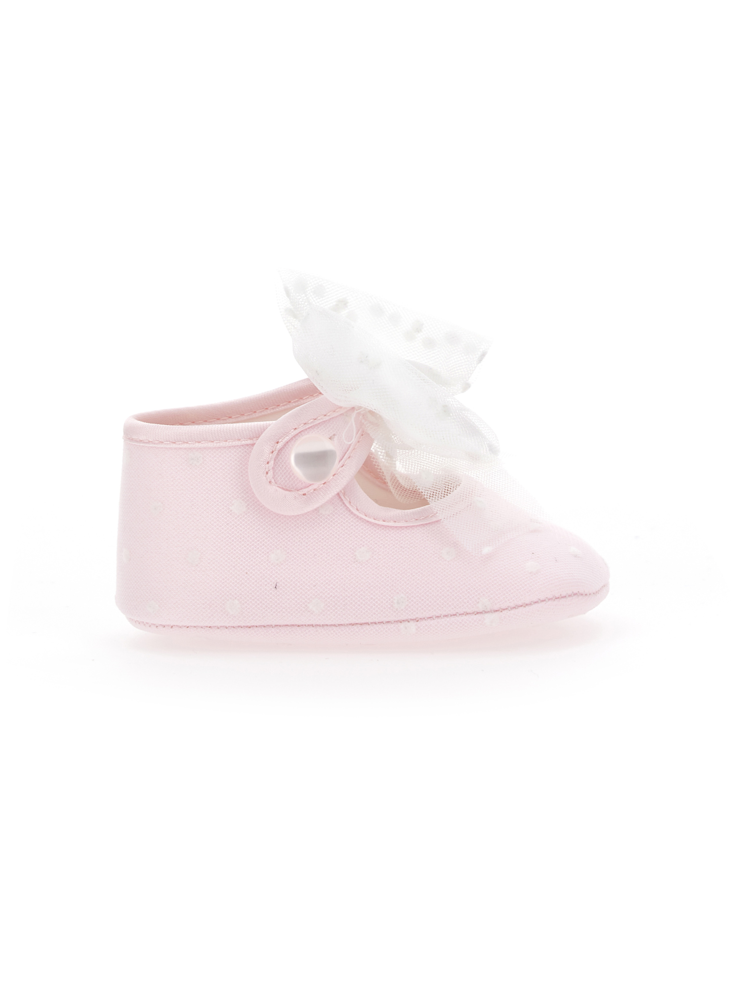 Monnalisa Polka Dot Tulle Shoes In Cream + Pink