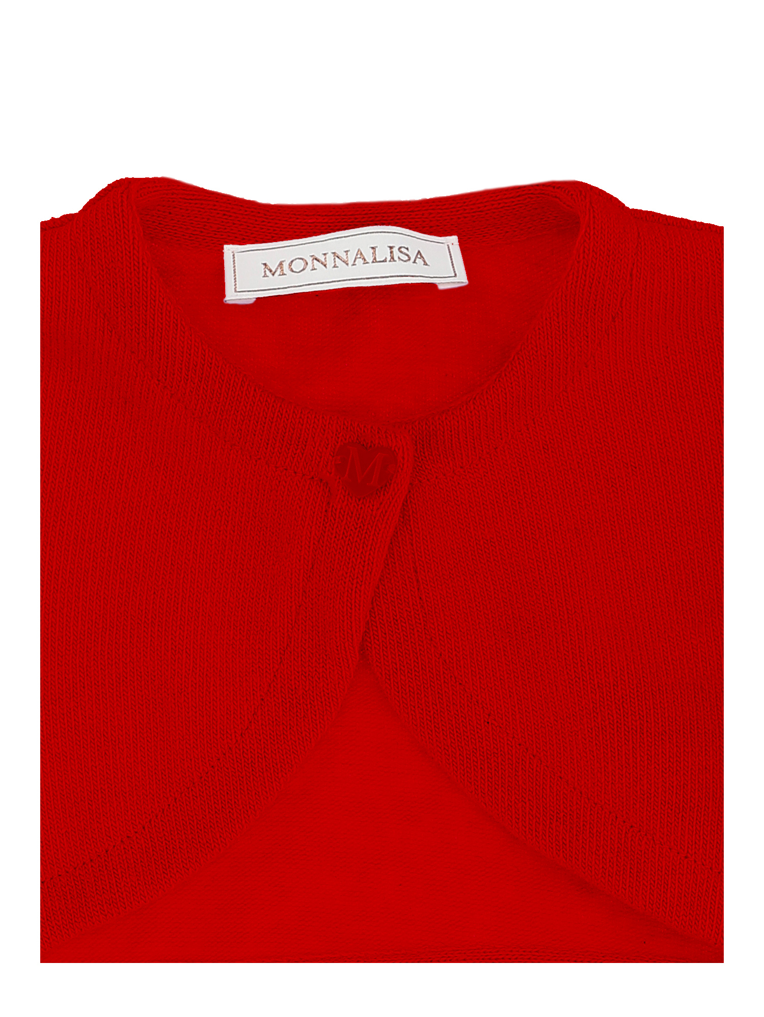 Monnalisa Cropped Merino Wool Cardigan In Ruby Red