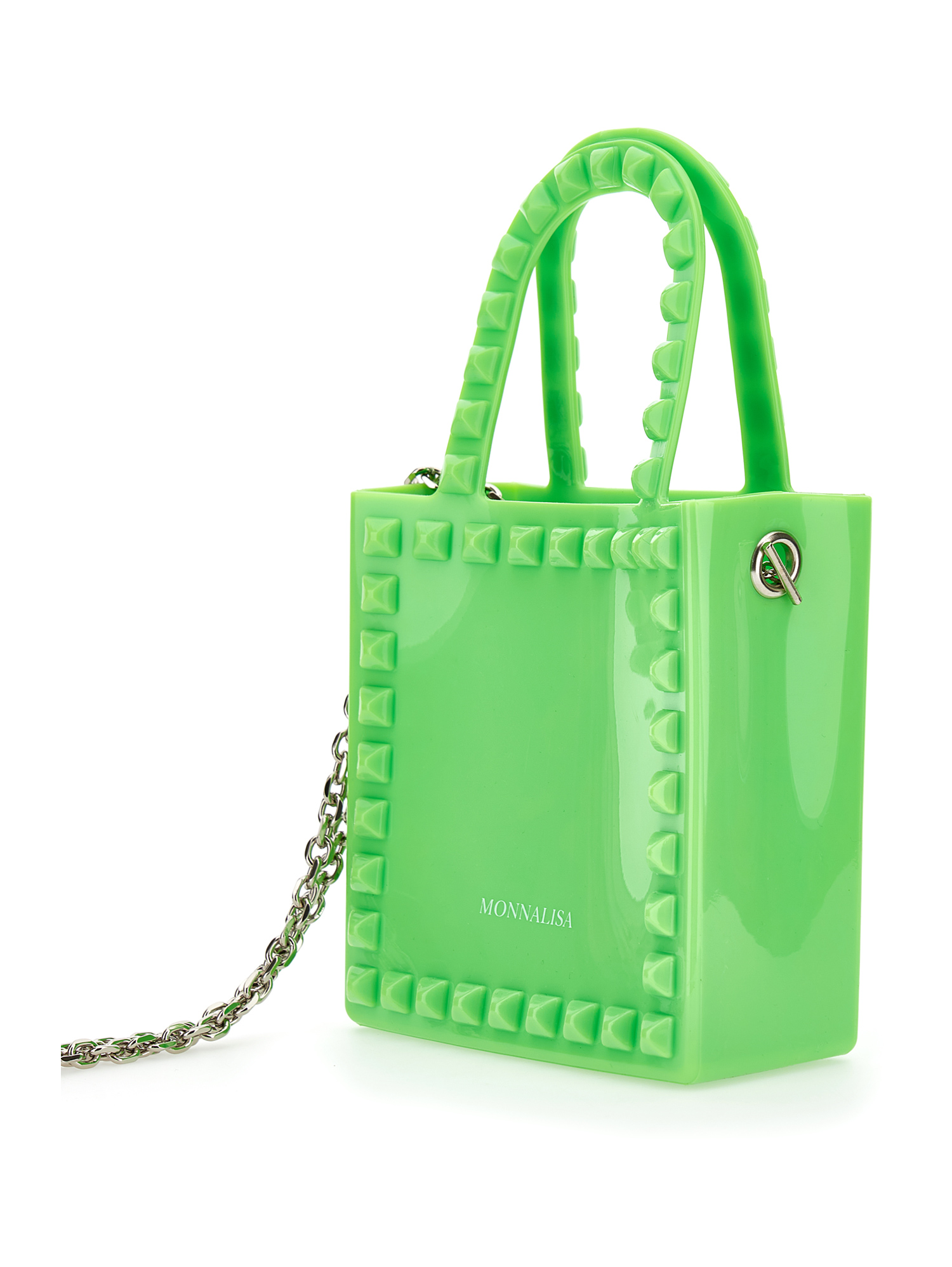 Shop Monnalisa Pvc Shopper-style Minibag In Sage Green