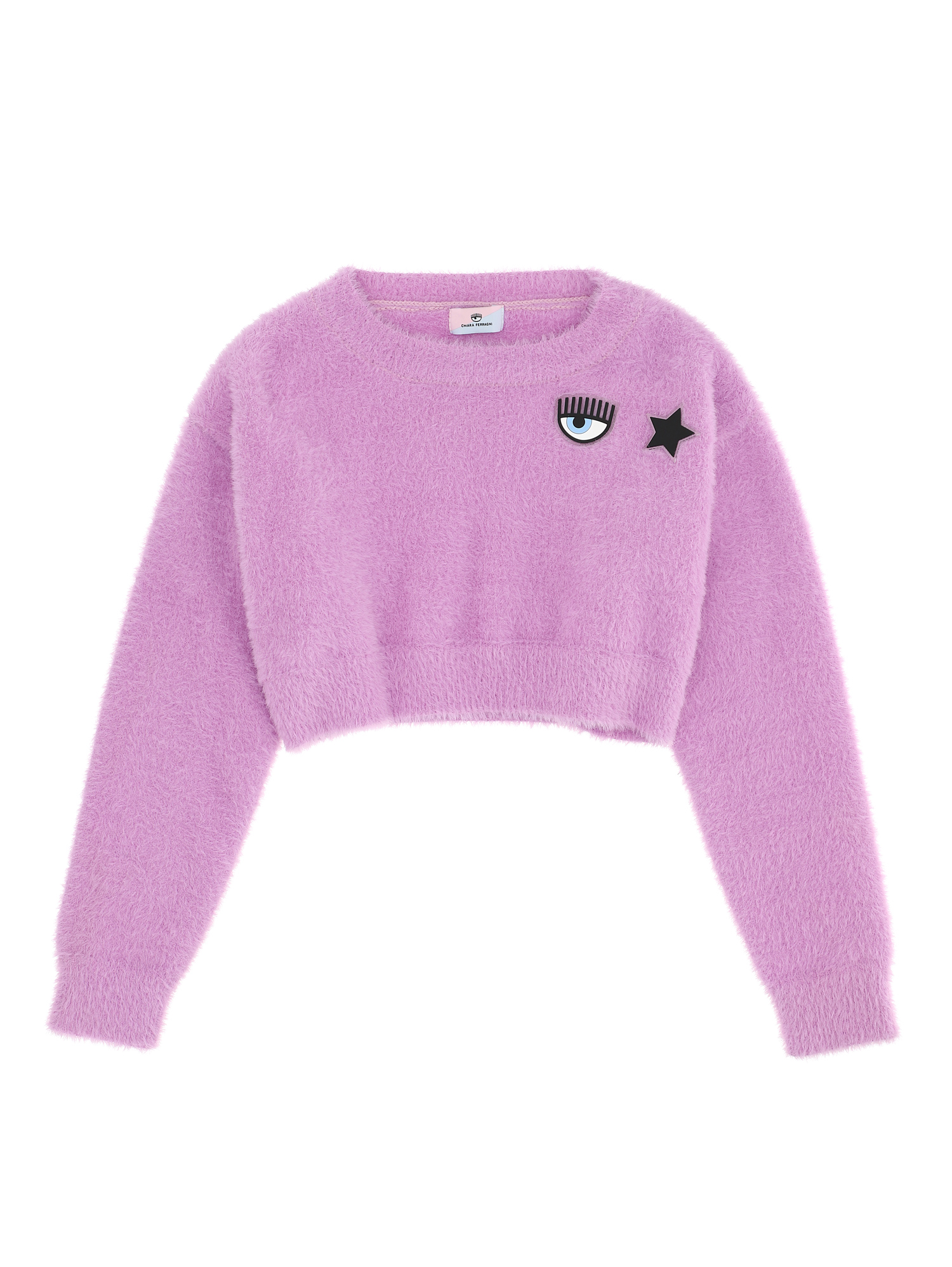 Chiara Ferragni Eyestar Cropped Pullover In Violet Tulle