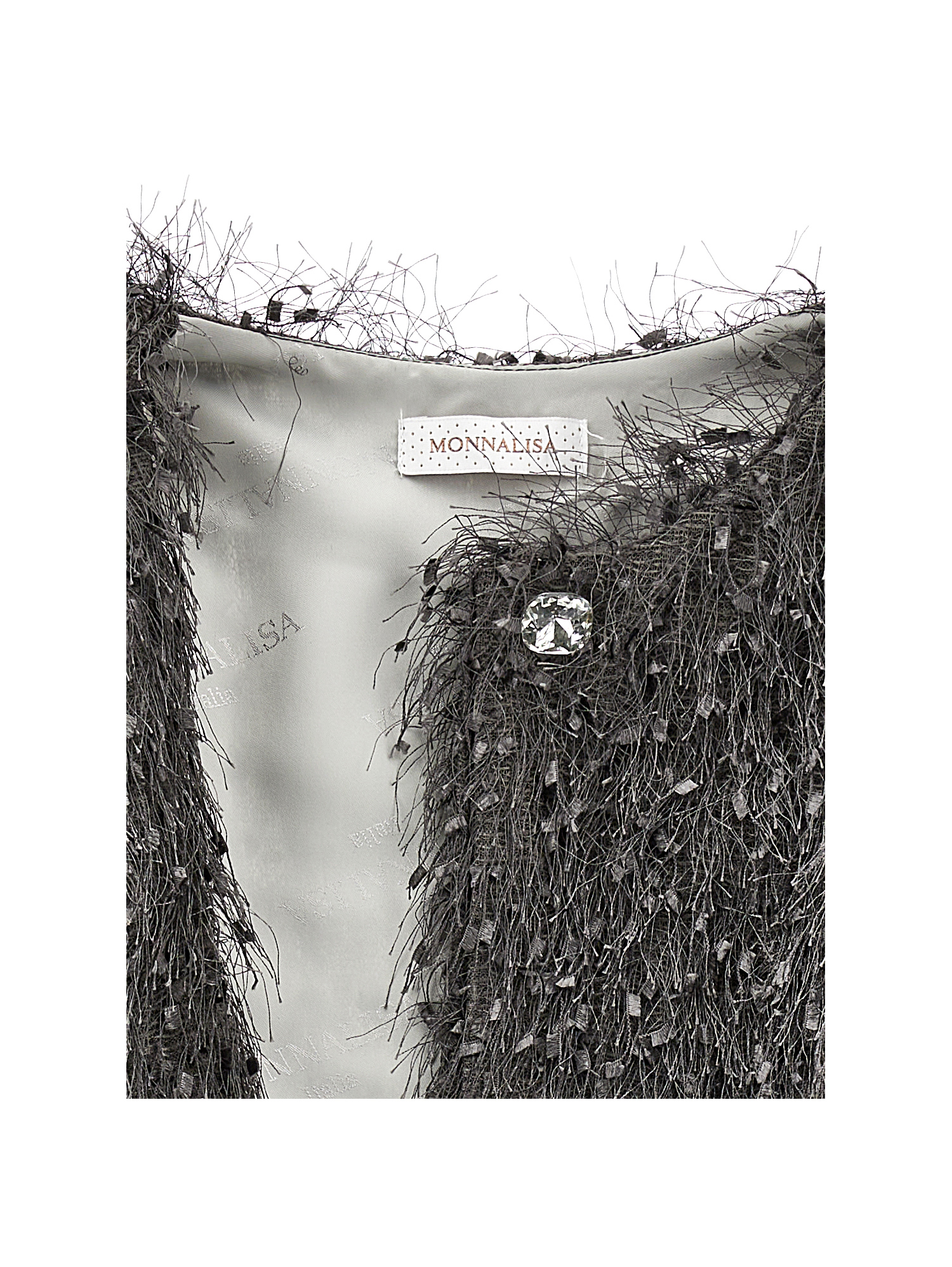 Monnalisa Bolero With Fringing In Medium Grey