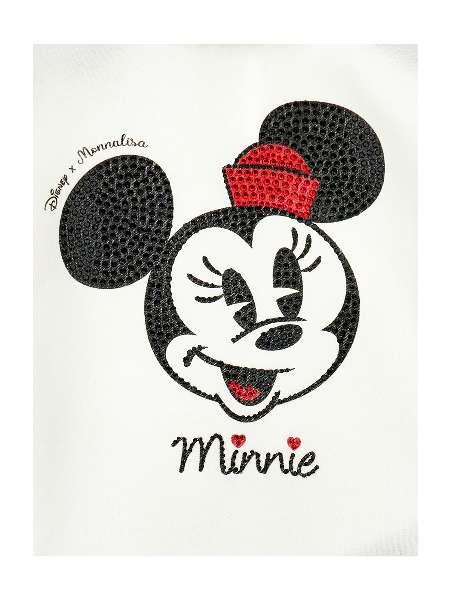 Monnalisa Minnie Rhinestone Jersey T-shirt In White