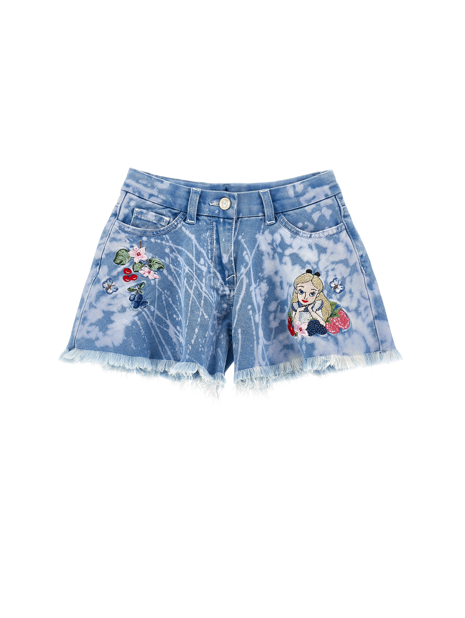 Monnalisa Ausgestellte Alice-jeansshorts In Stone Bleach