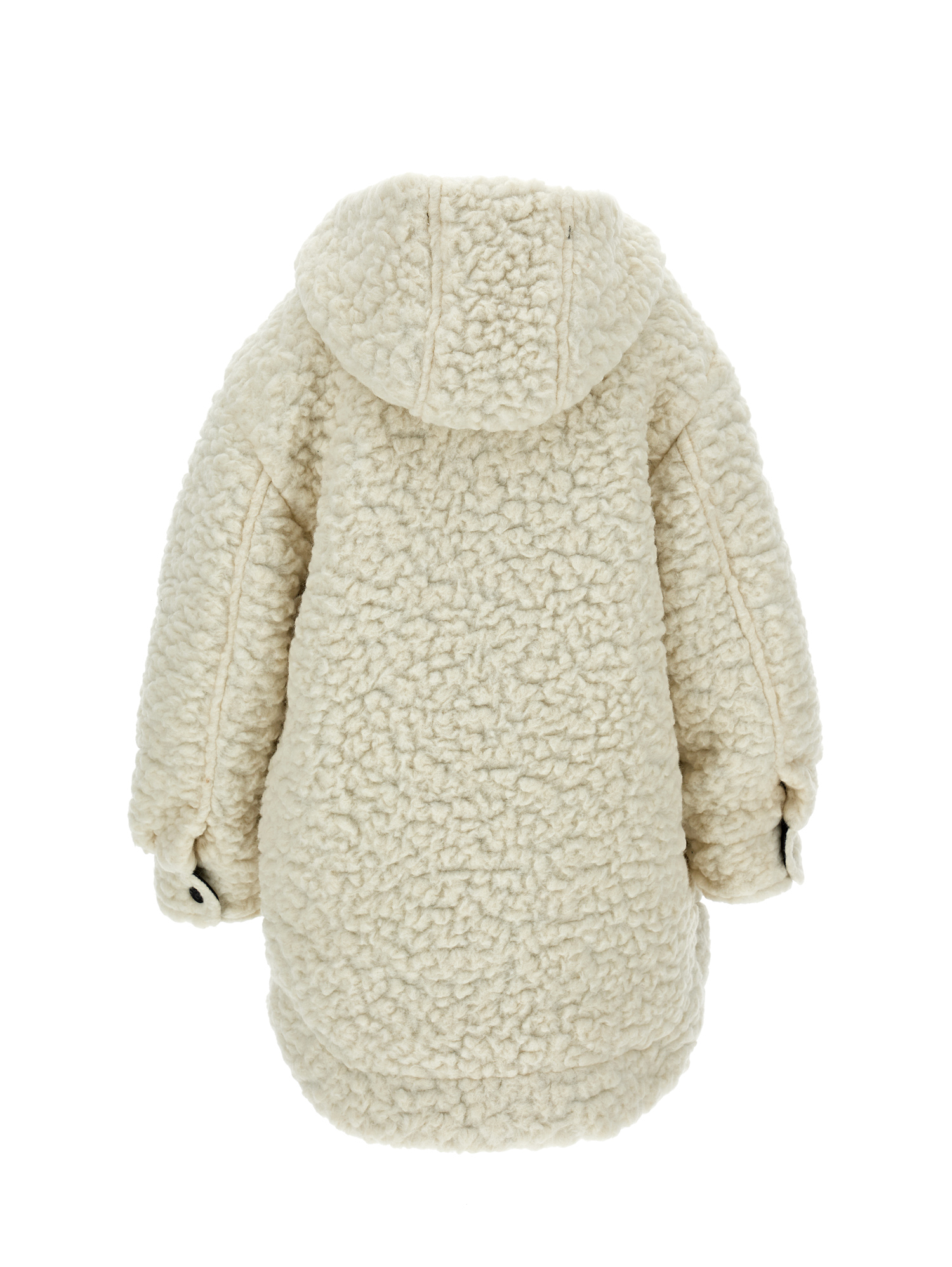 Monnalisa Plush Knitted Parka In Cream + Black