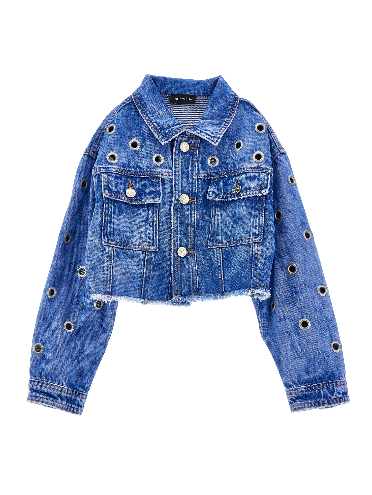Monnalisa Jeansjacke Mit Segeln In Blu Stone Denim