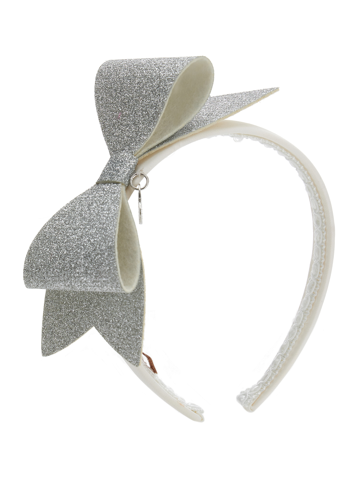 Monnalisa Lurex Bow Headband In Cream