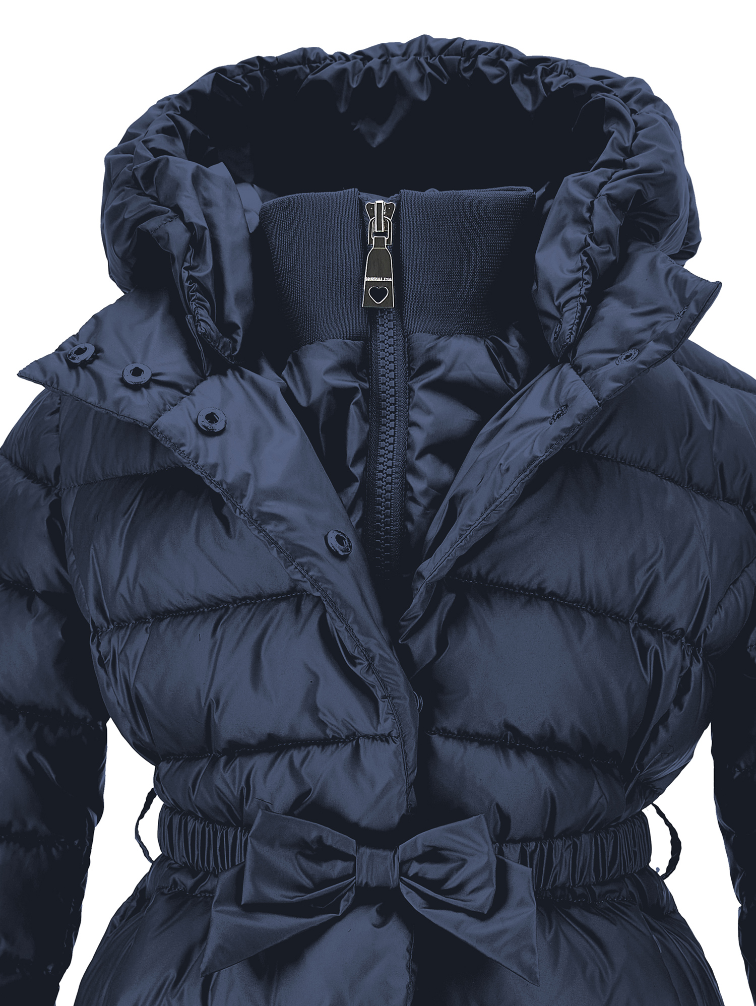 Monnalisa Genuine Down Polyester Coat In Navy Blue