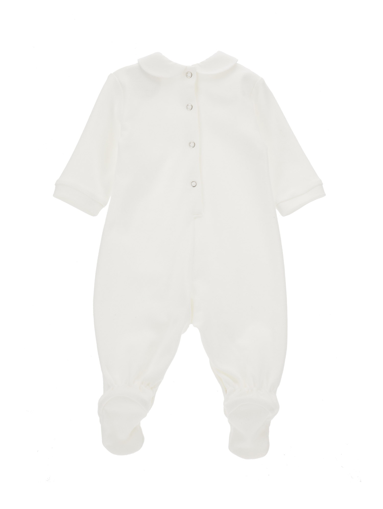 Monnalisa Playsuit With Lace Bow In Cream