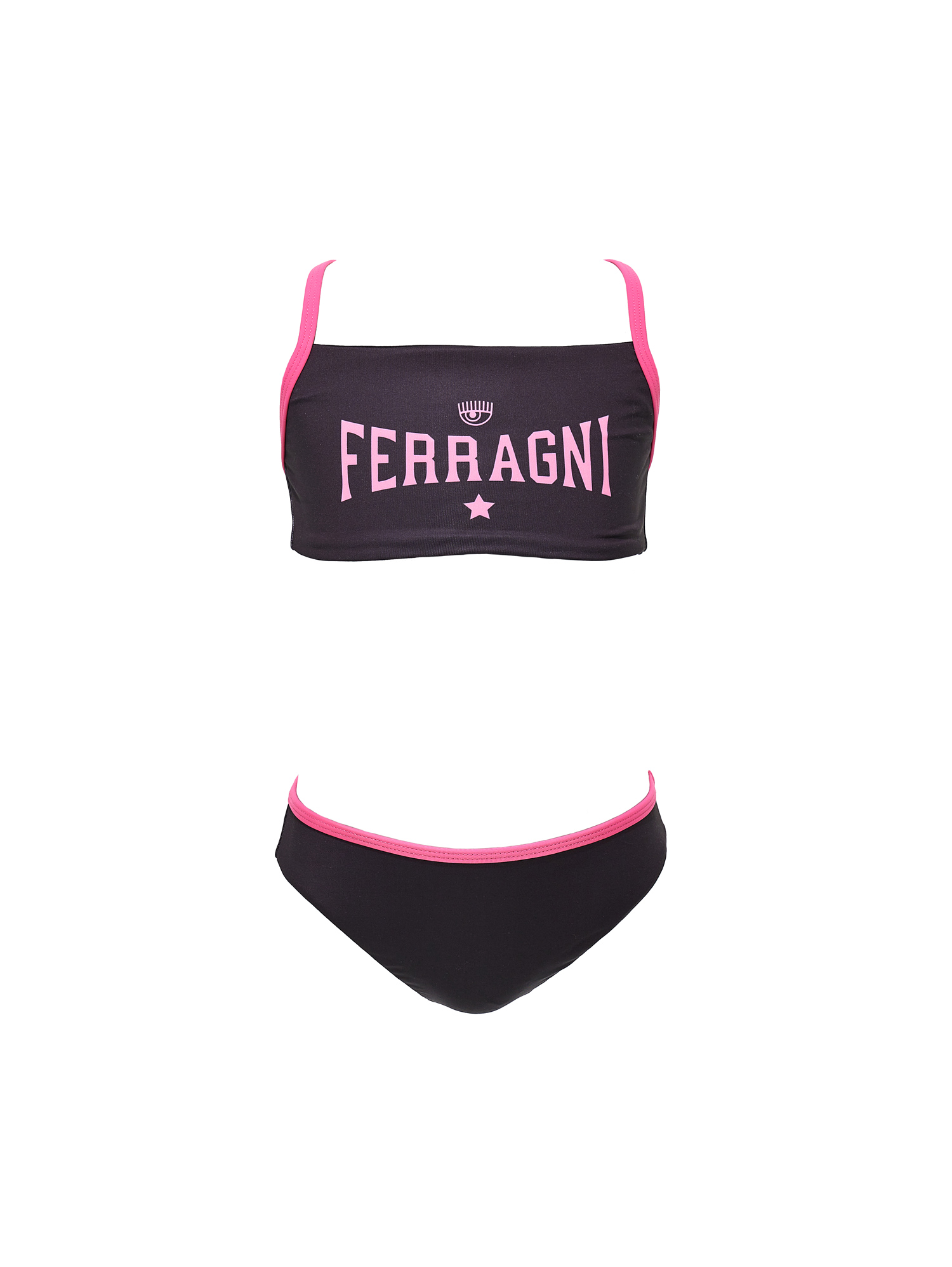 Chiara Ferragni Kids'   Cf Ferragni Stretch Two-piece Swimsuit In Black + Sacket Pink