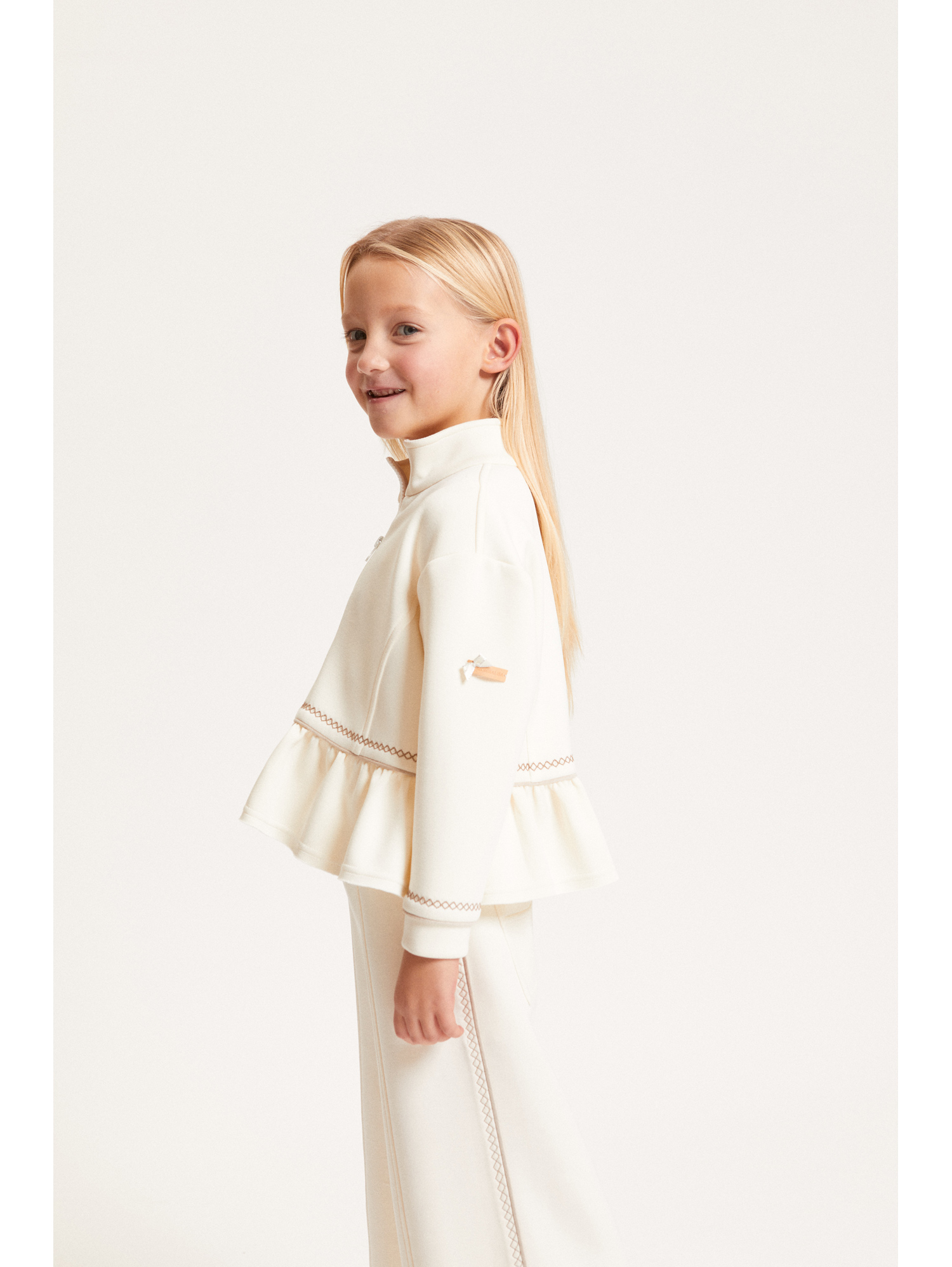 Monnalisa Zip-up Bomber Jacket In Neutral