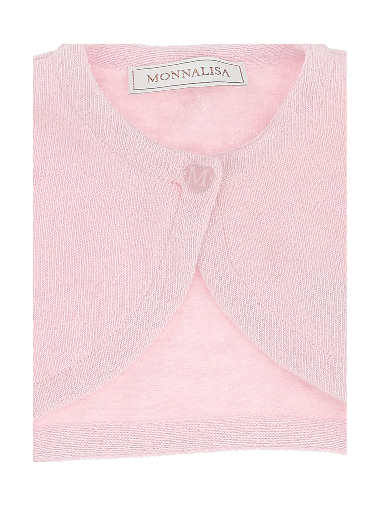 Monnalisa Cropped Merino Wool Cardigan In Light Pink