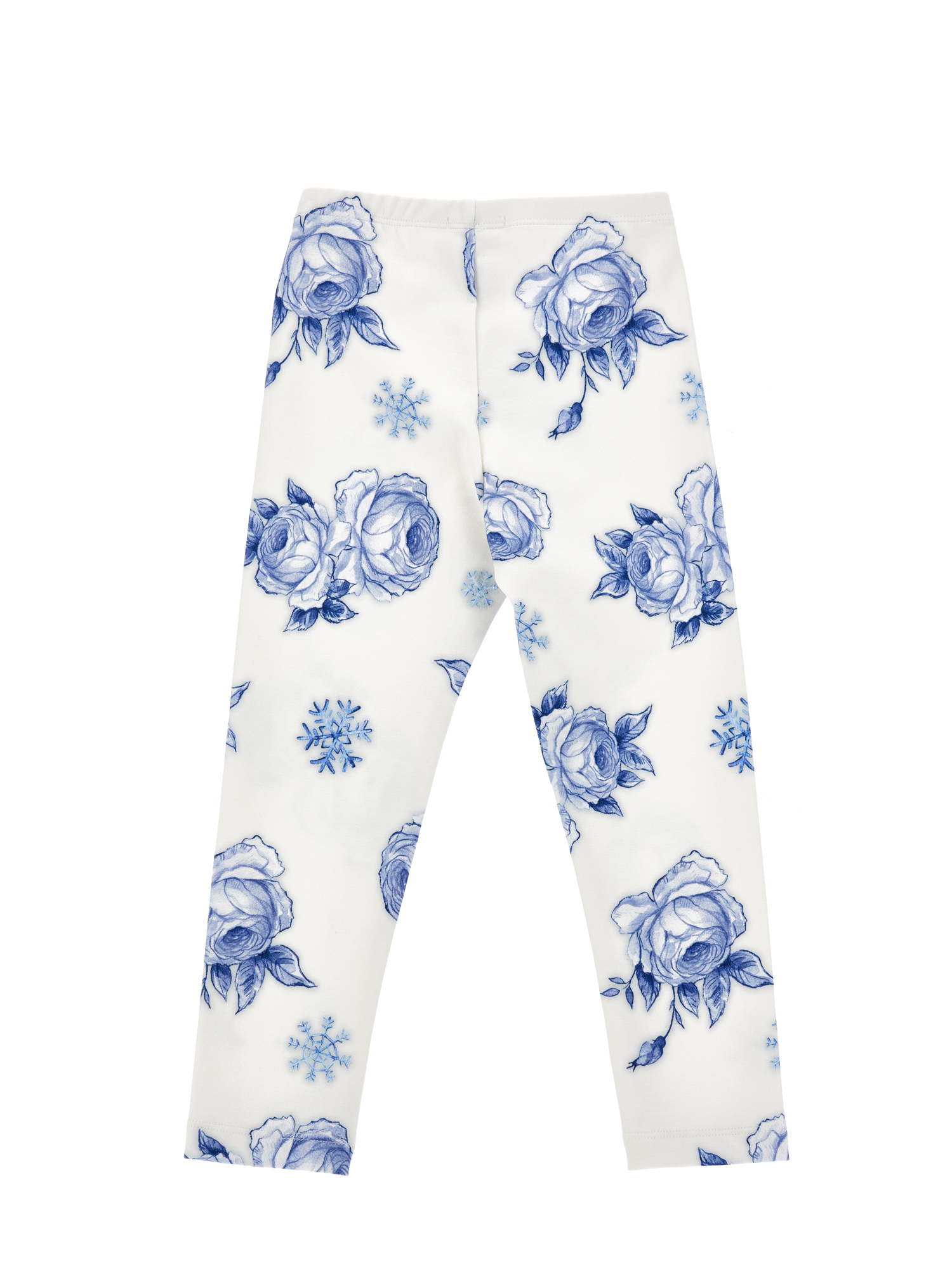 Monnalisa Milano Stitch Leggings In Cream + Navy Blue