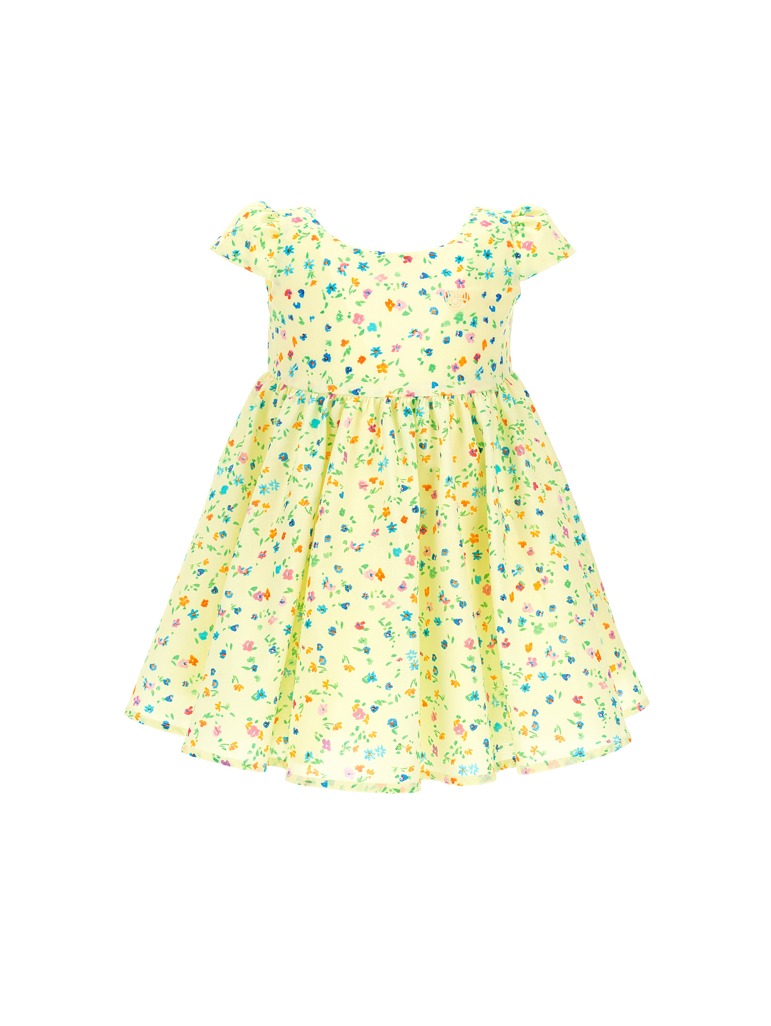 Chiara Ferragni Babies'   Cf Flower Print Muslin Dress In Wax Yellow