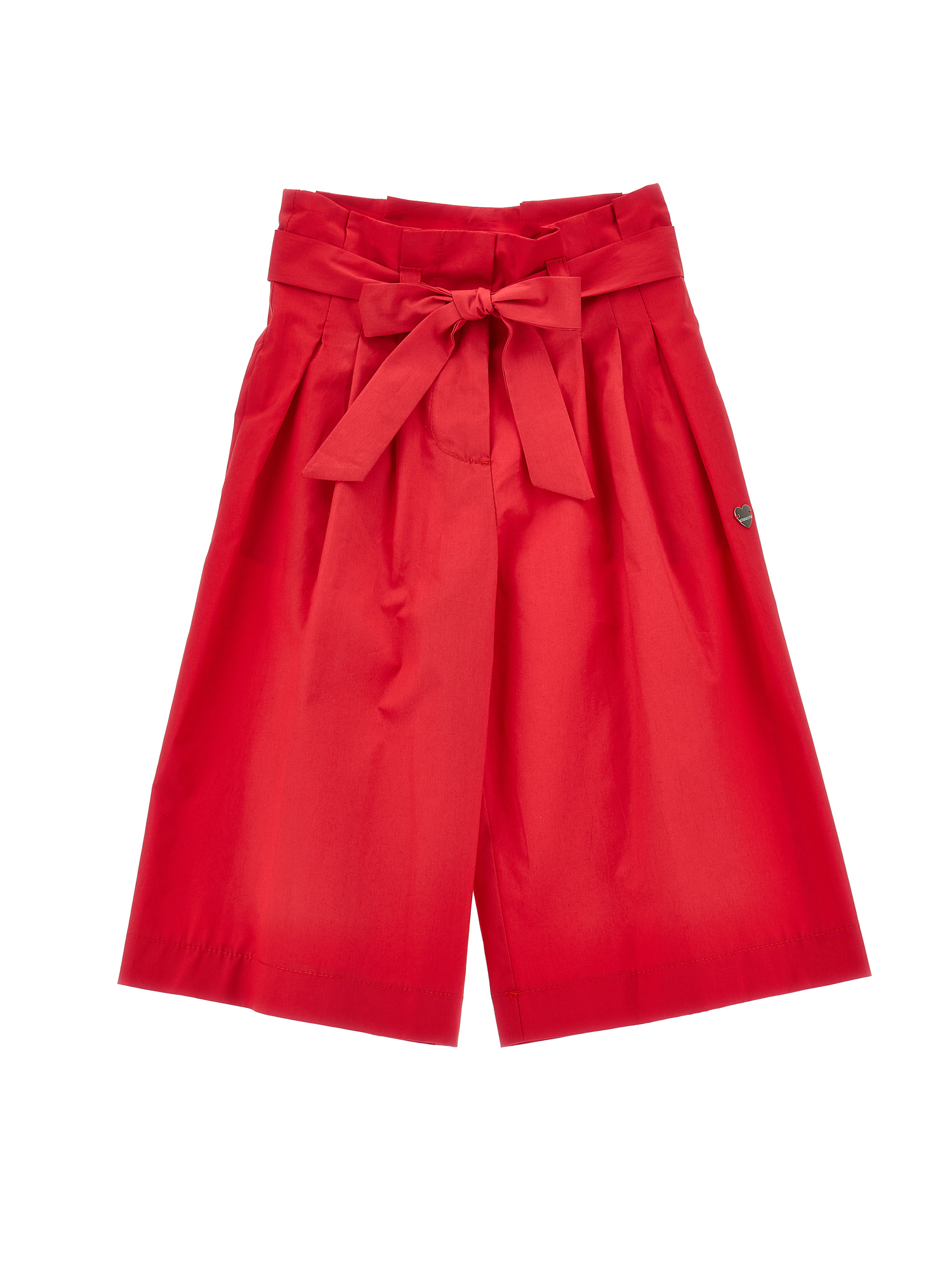 Monnalisa Solid Colour Cropped Trousers In Red