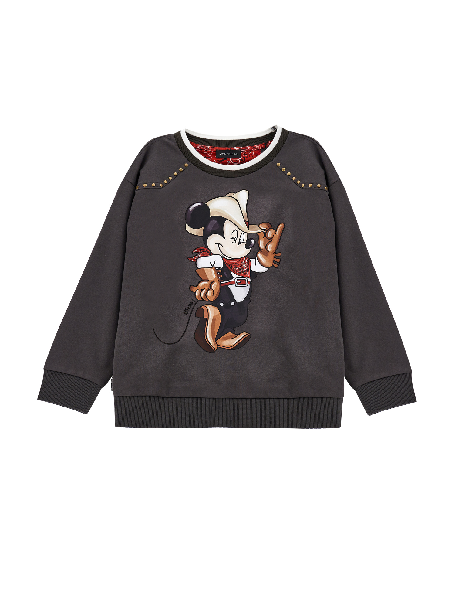 Monnalisa Kids'   Mickey Mouse Sweatshirt In Charcoal Grey