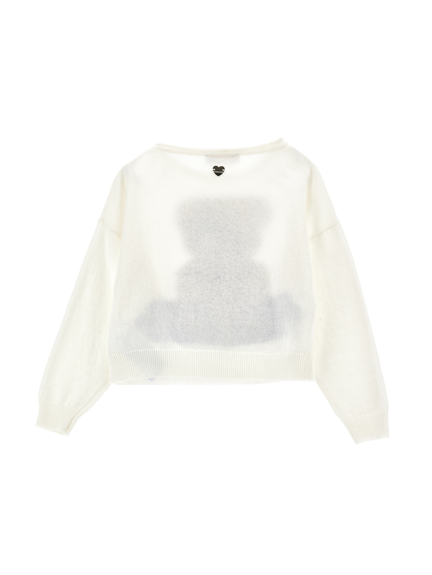 Shop Monnalisa Jacquard Pullover With Cashmere In Cream White + Sky Blue