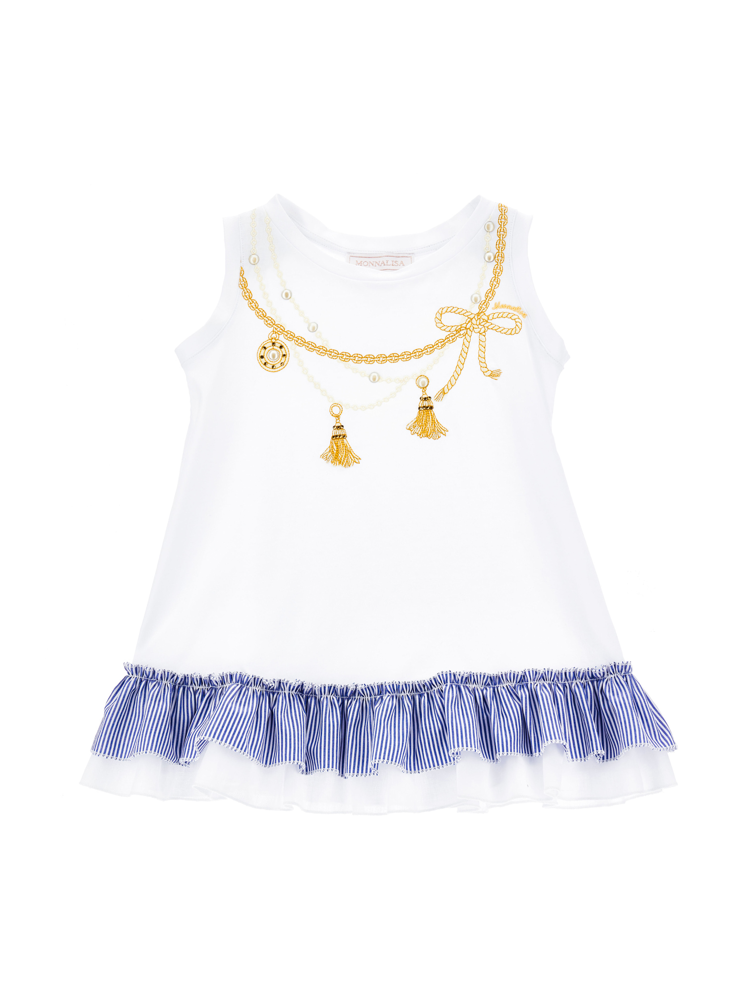 Monnalisa Babies'   Maxi Tank Top With Trim In White