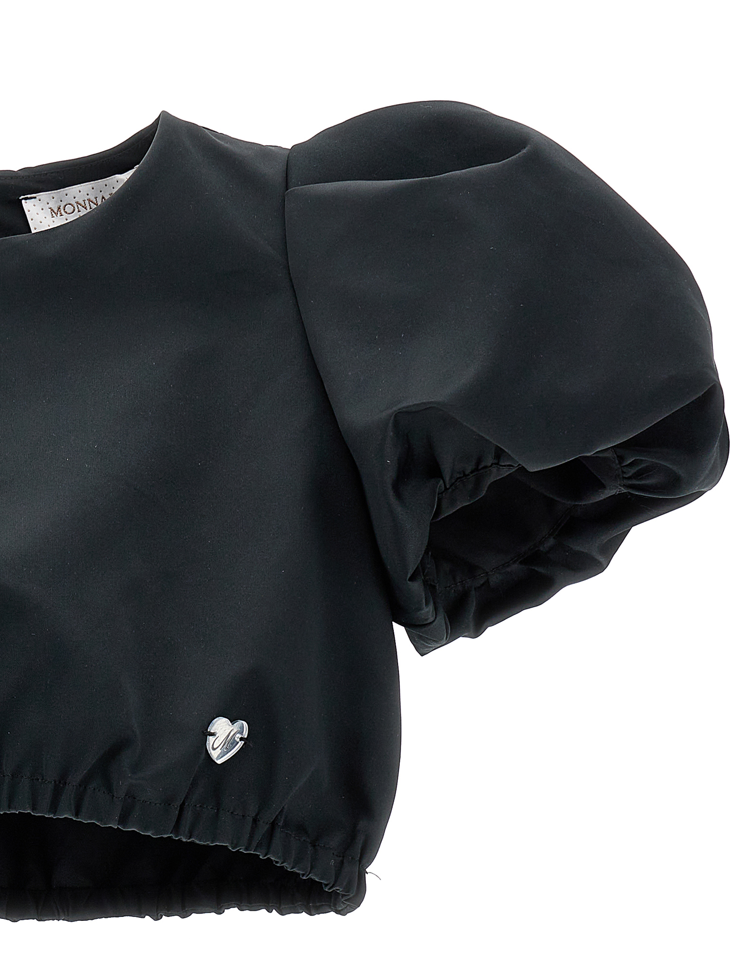 Monnalisa Cropped Duchesse Top In Black