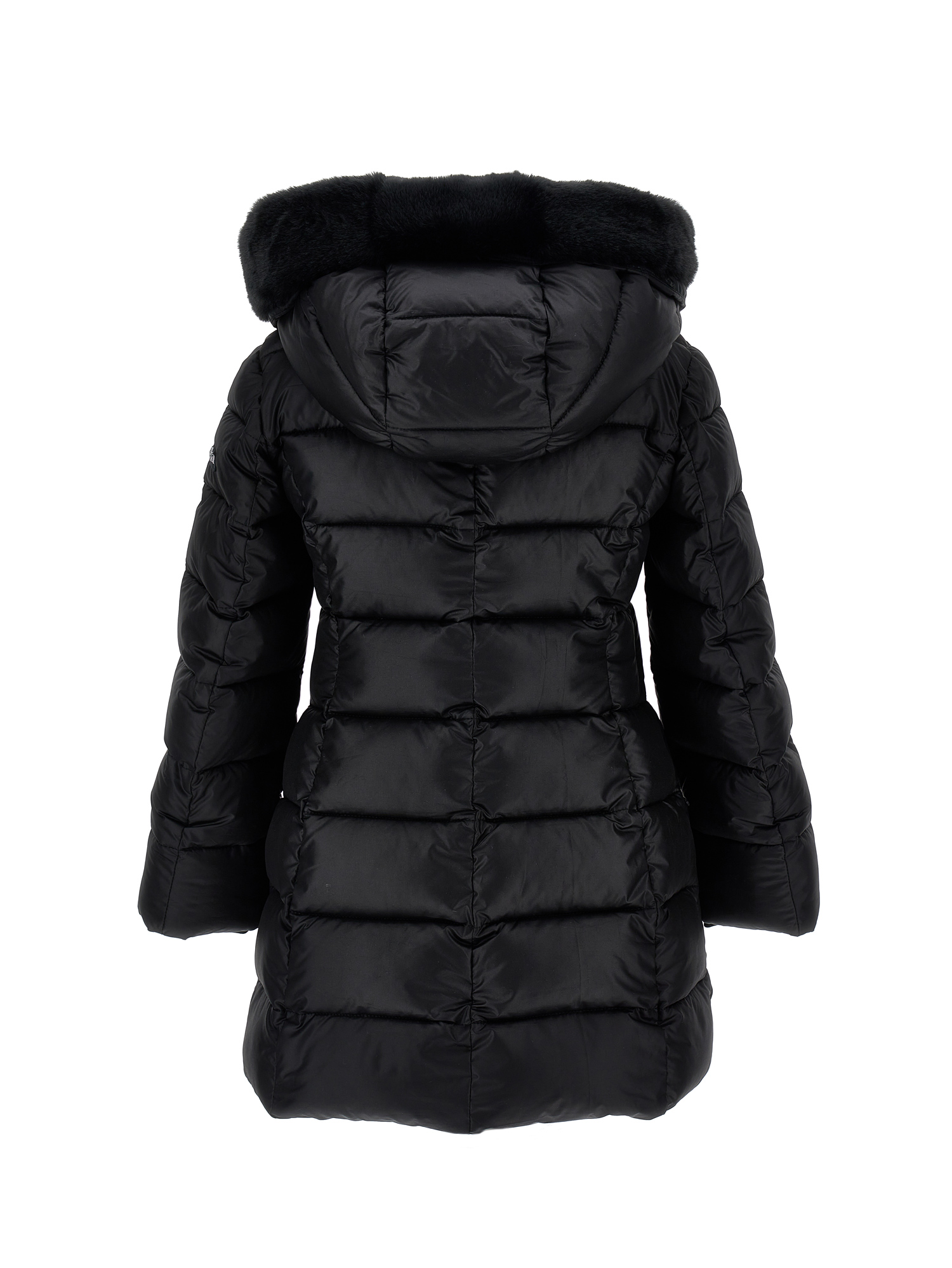 Monnalisa Technical Fabric And Plush Padded Coat In Black