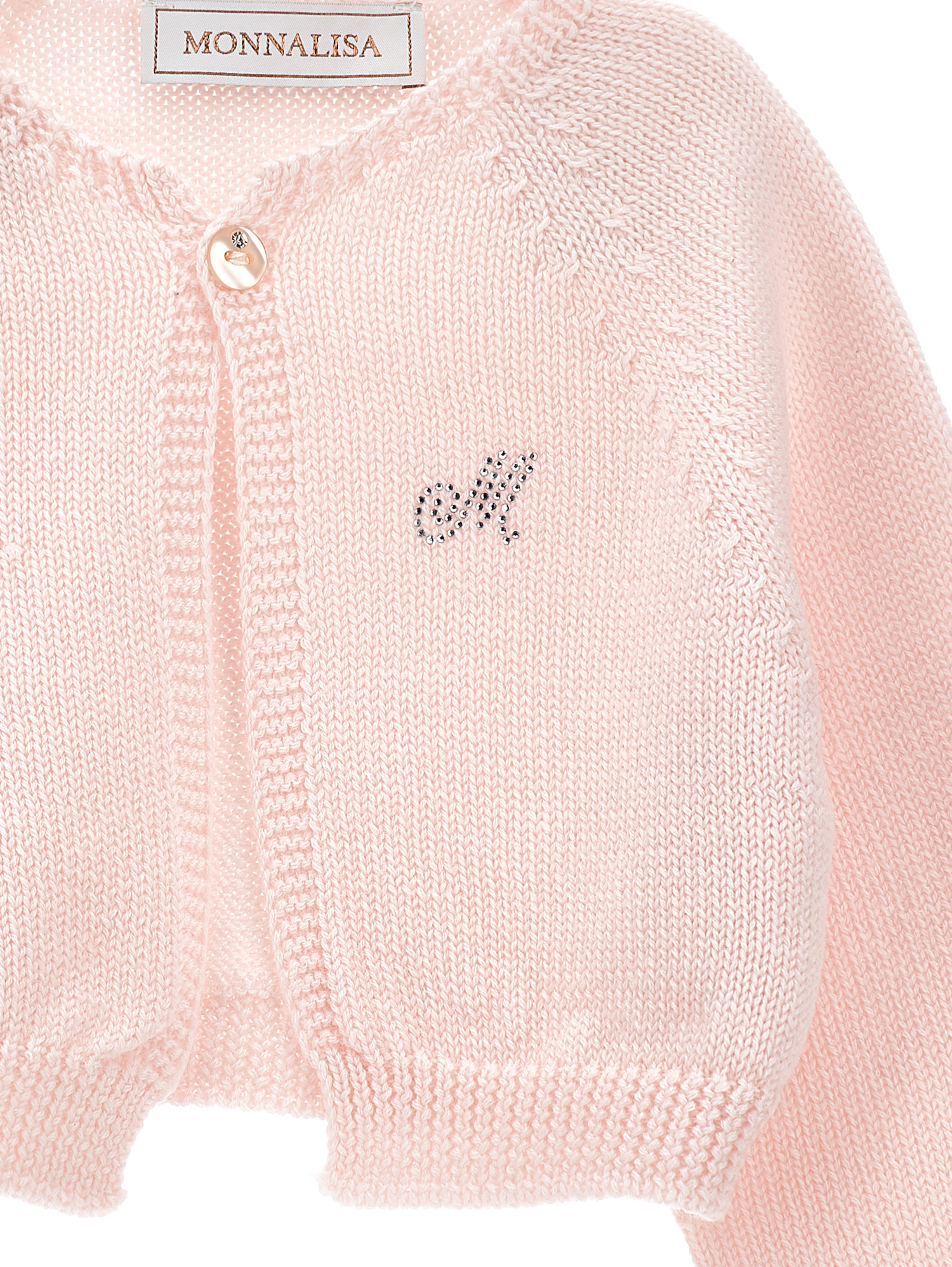 Monnalisa Cropped Merino Wool Cardigan In Shirinking Violet