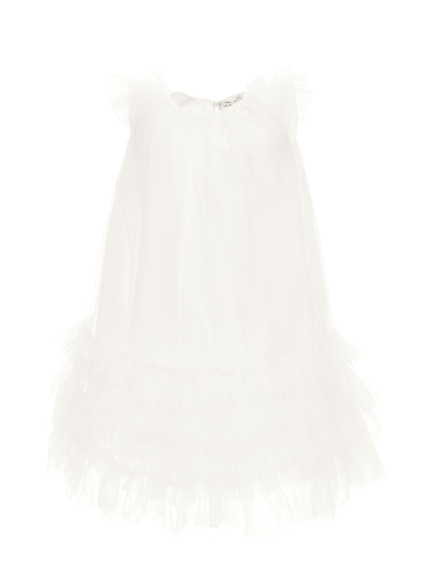 Monnalisa Kids'   Tulle Dress With Small Ruffles In Cream