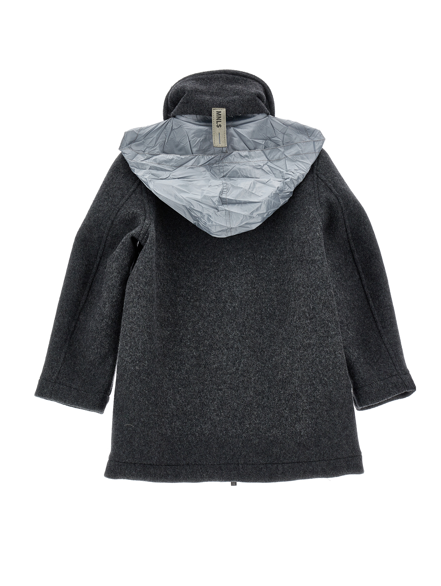 Monnalisa Cloth Coat With Hood In Medium Grey.+ Light Grey