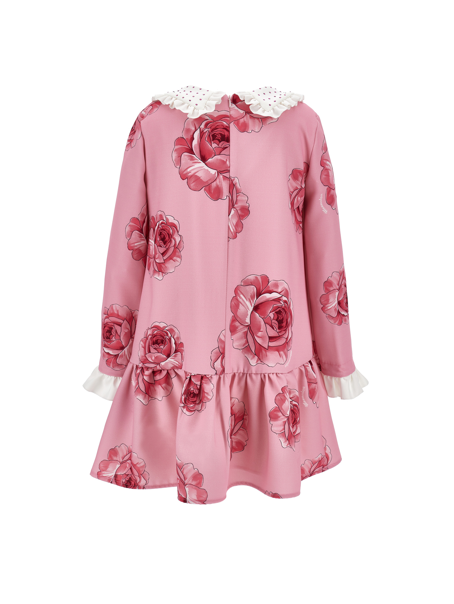 Shop Monnalisa Cady Dress With Collar In Rosa Fairy Tale