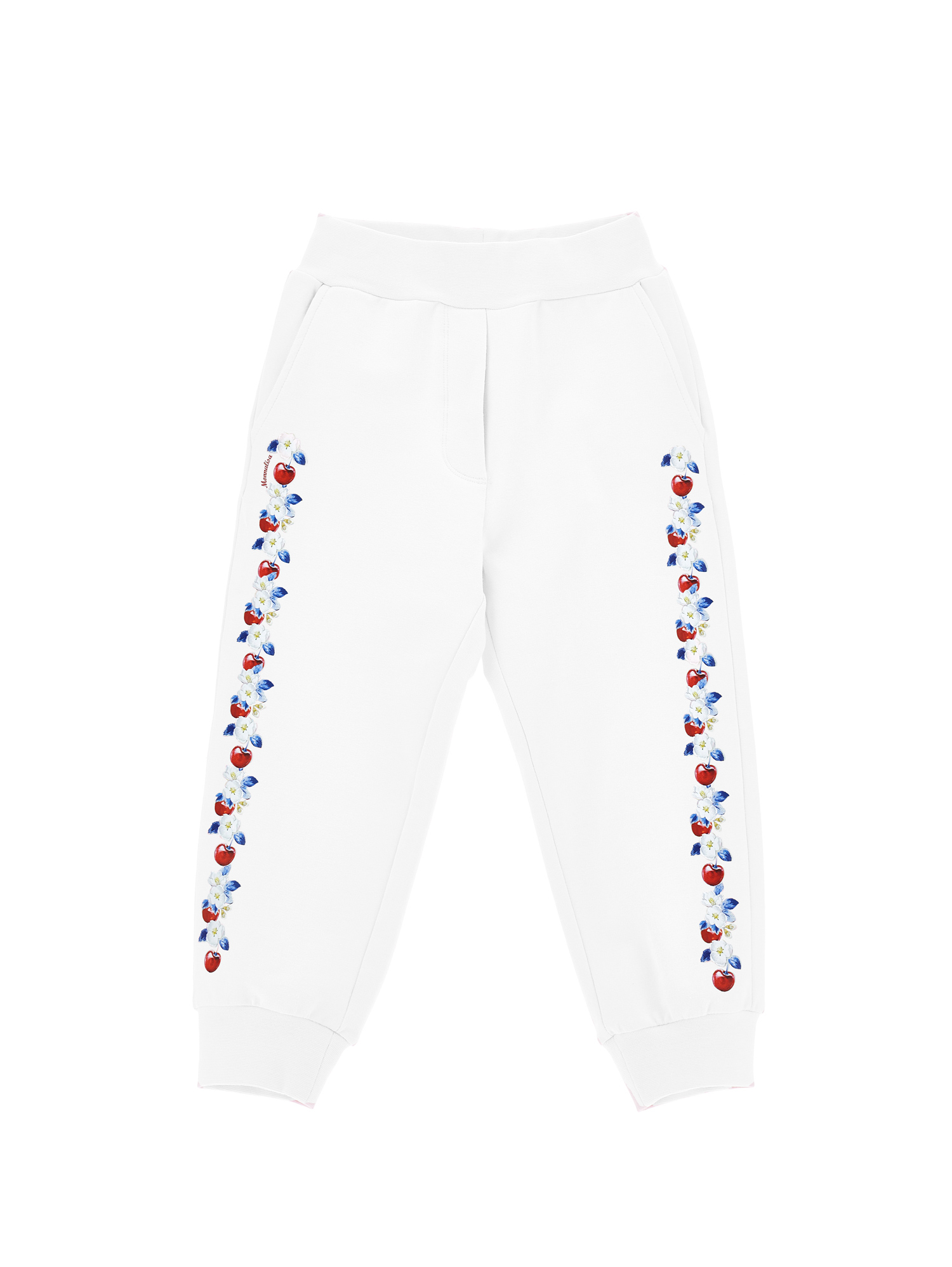 Monnalisa Cherry Fleece Joggers In White