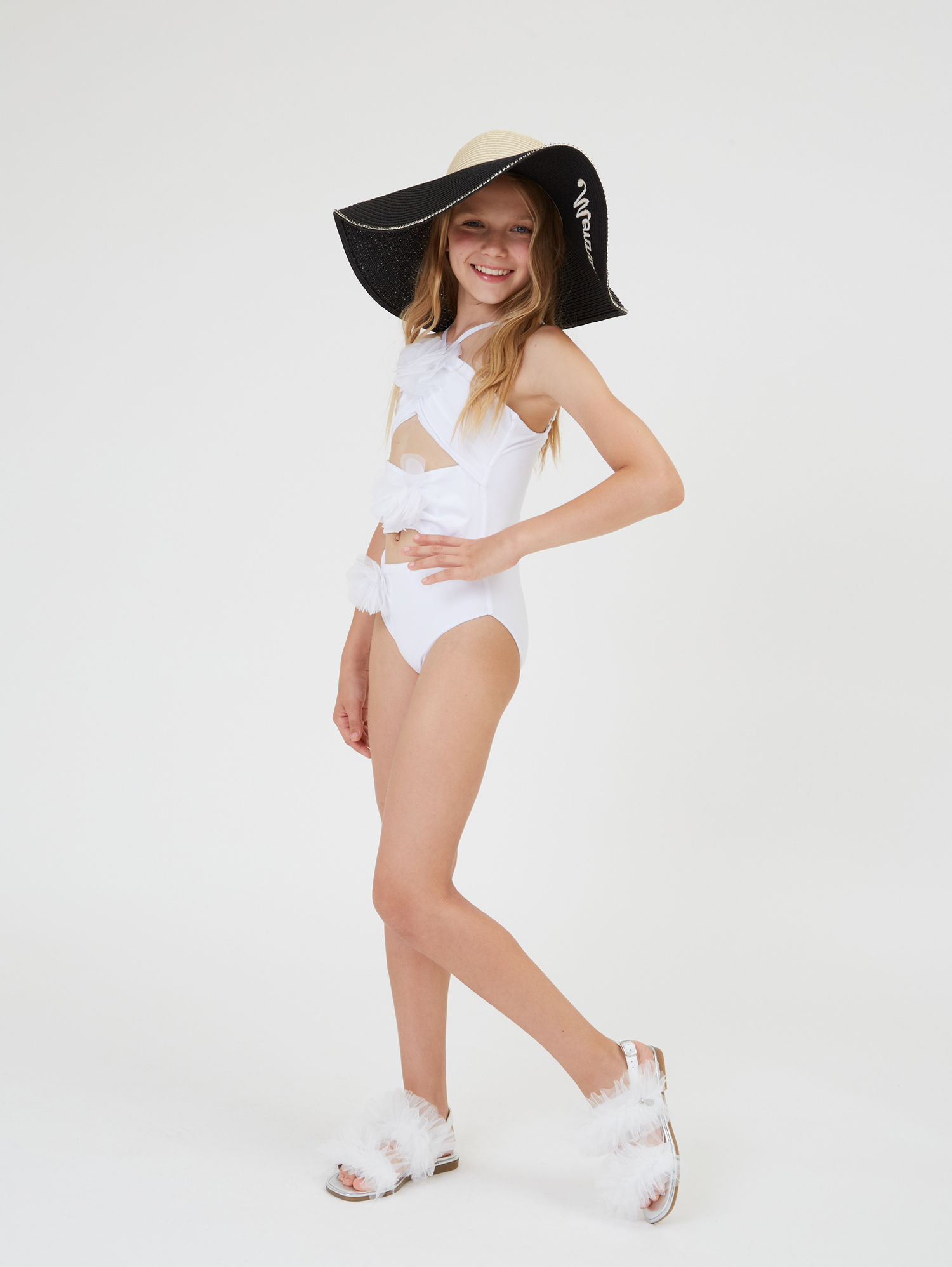 Shop Monnalisa Nappa Leather Sandals With Tulle Ruffles In White