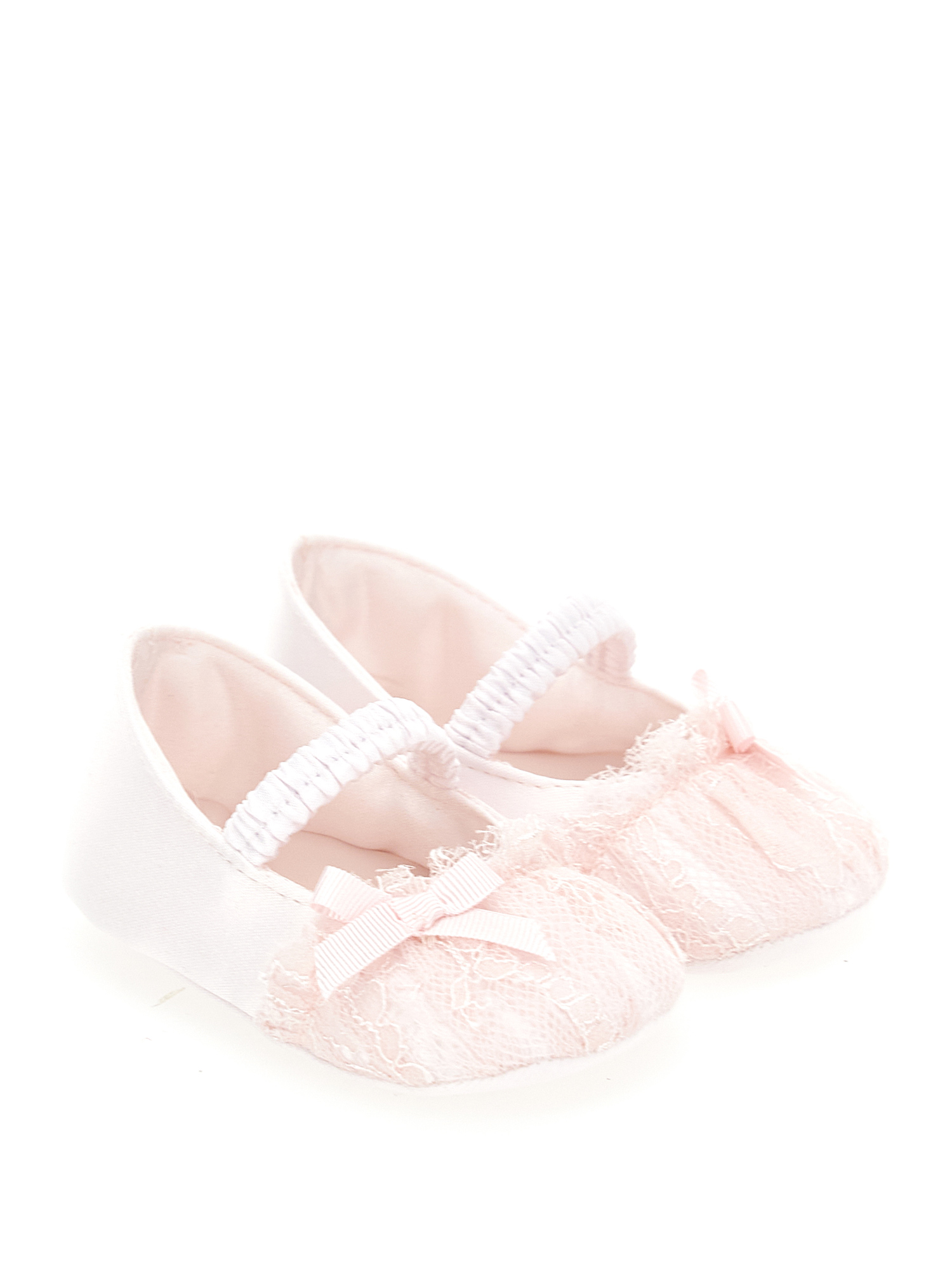 Shop Monnalisa Chantilly Lace Trimmed Slippers In Light Pink