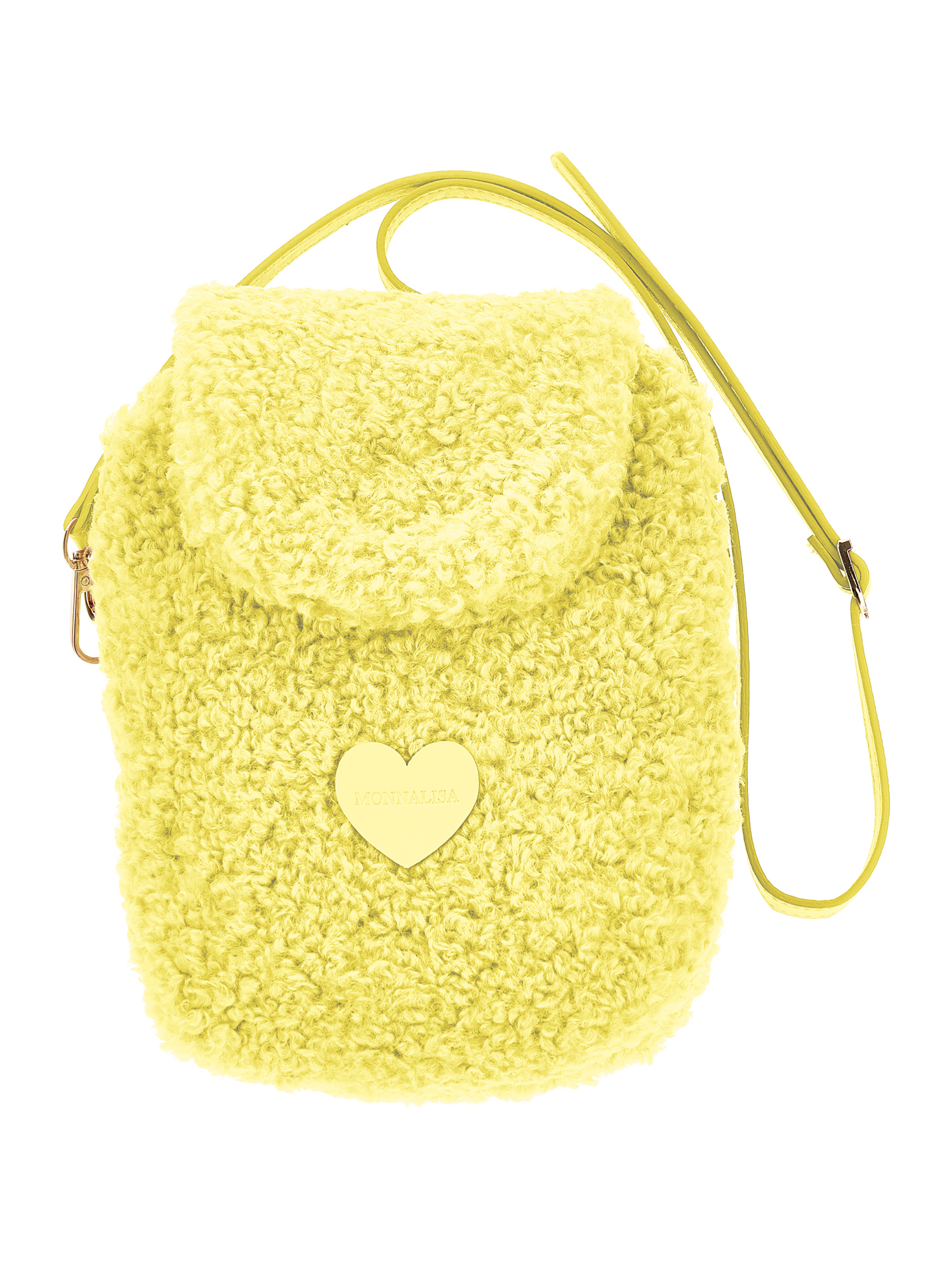 Monnalisa Kids'   Plush Shoulder Bag In Light Yellow